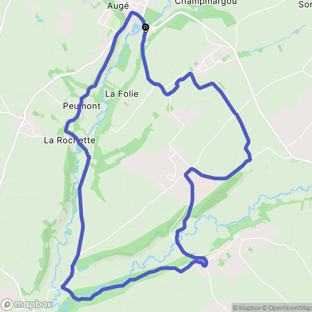 Auge : carte du parcours de randonnée - France