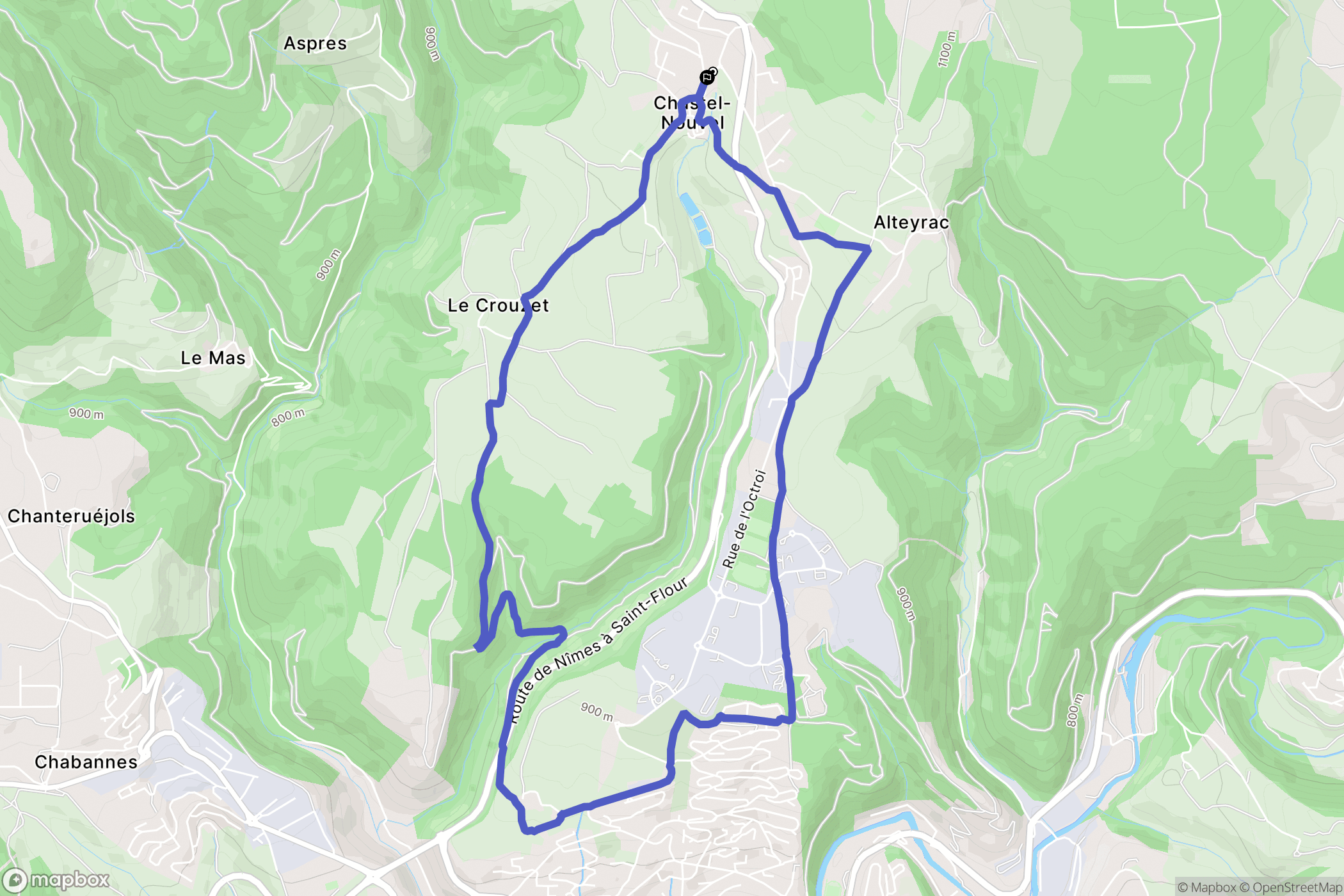 Chastel-Nouvel : carte du parcours de randonnée - France