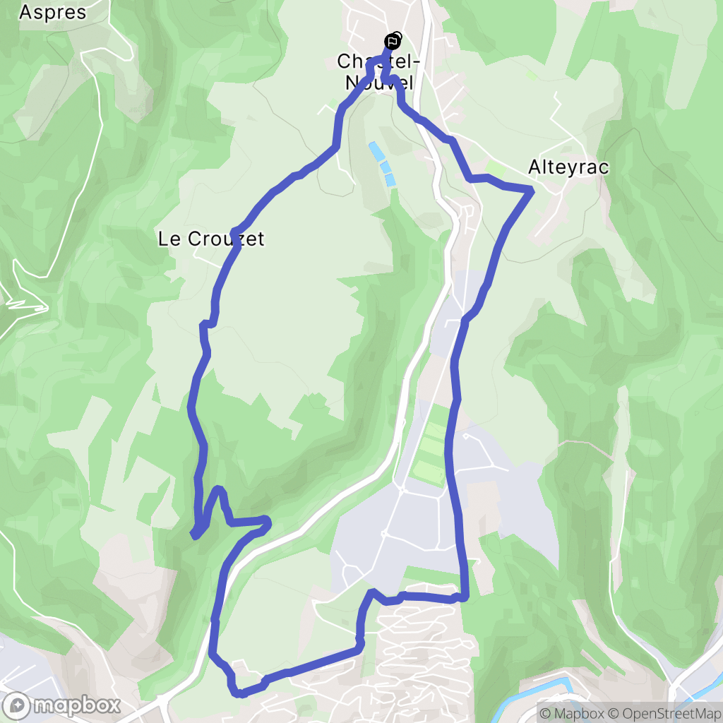 Chastel-Nouvel : carte du parcours de randonnée - France