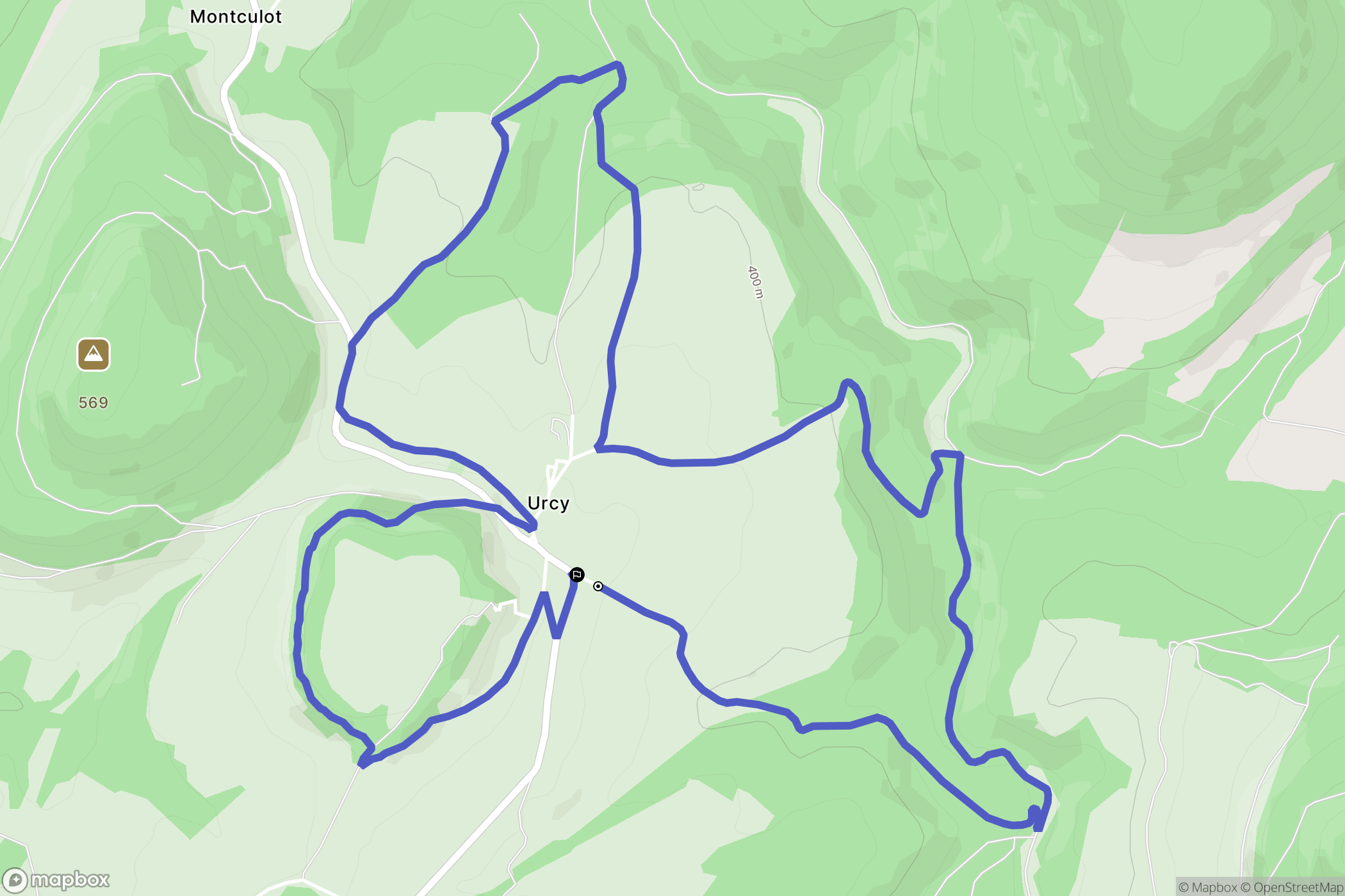 Urcy : carte du parcours de randonnée - France