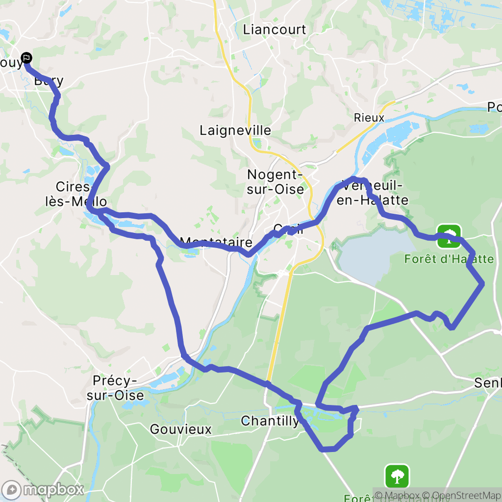 Angy : carte du parcours de randonnée - France