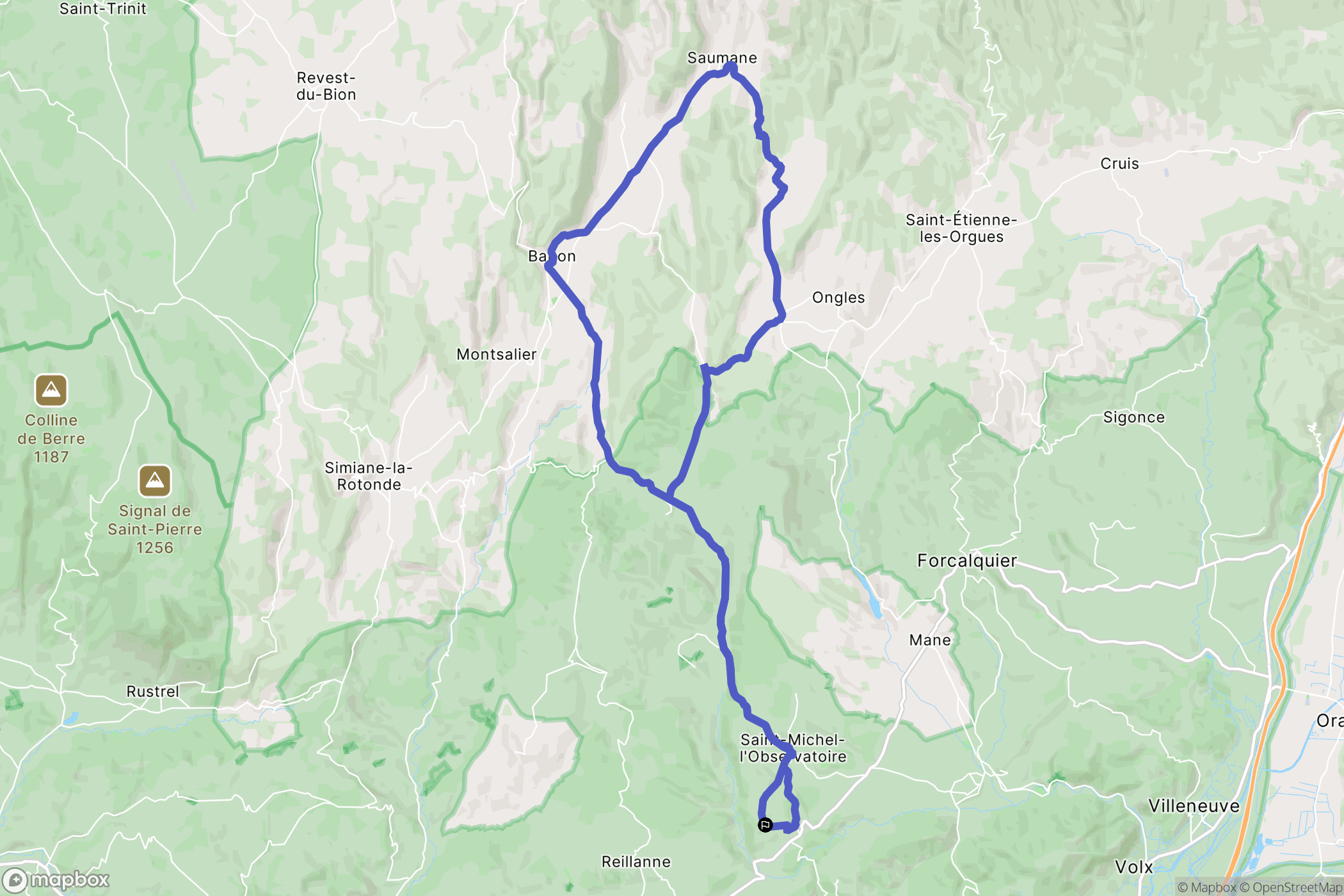 Saint-Michel-l'Observatoire : carte du parcours de randonnée - France