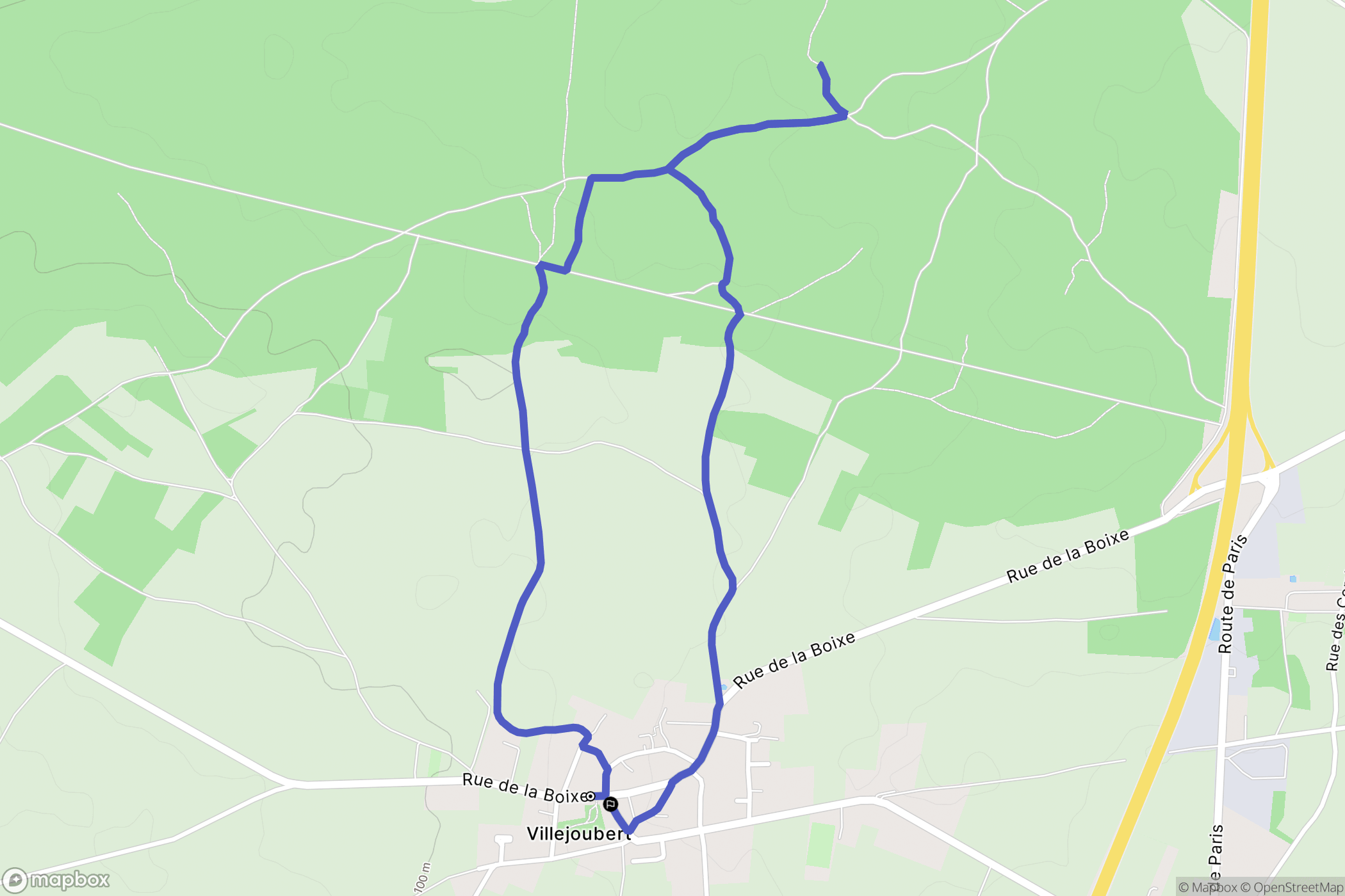 Villejoubert : carte du parcours de randonnée - France