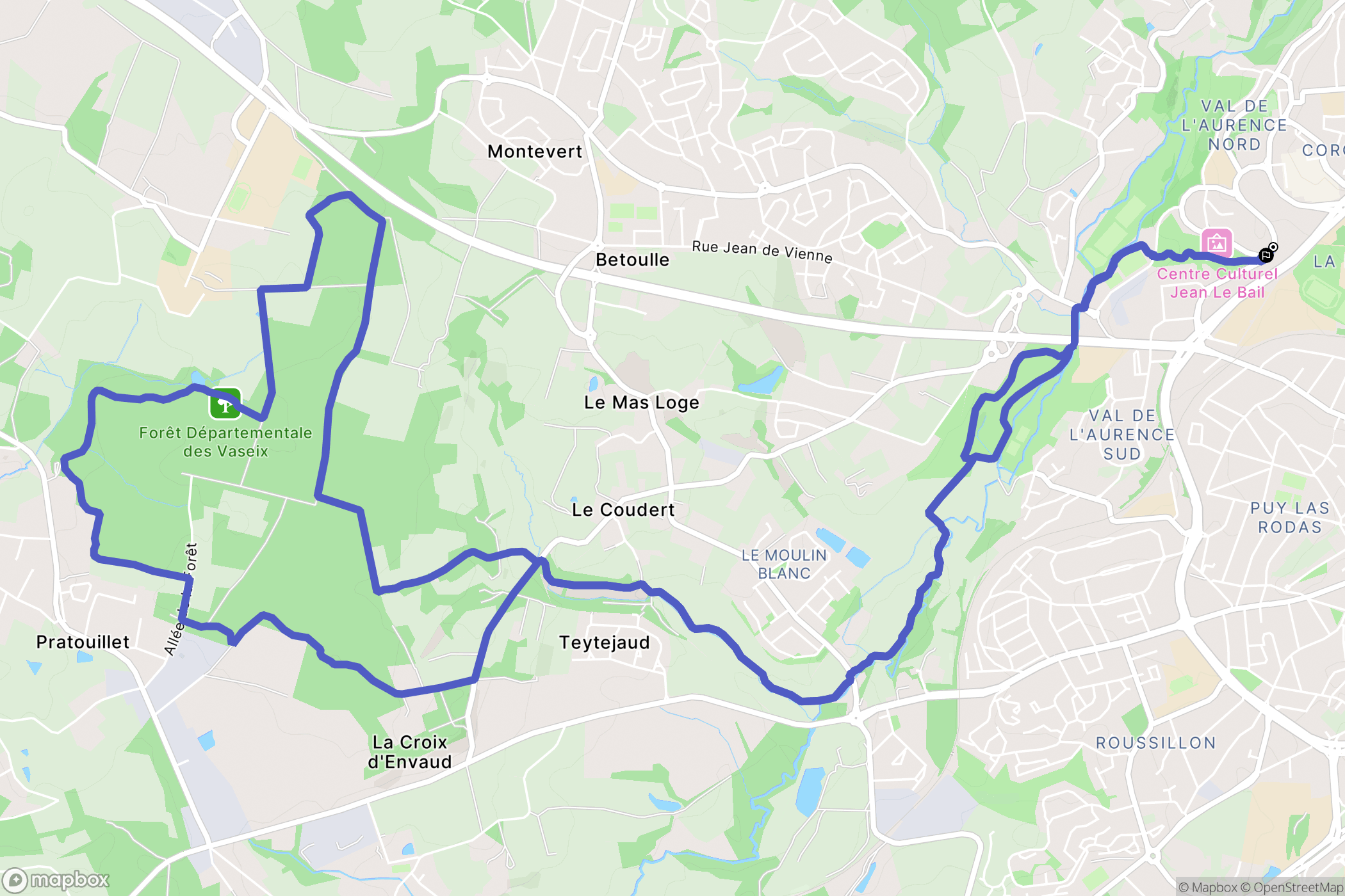 Limoges : carte du parcours de randonnée - France