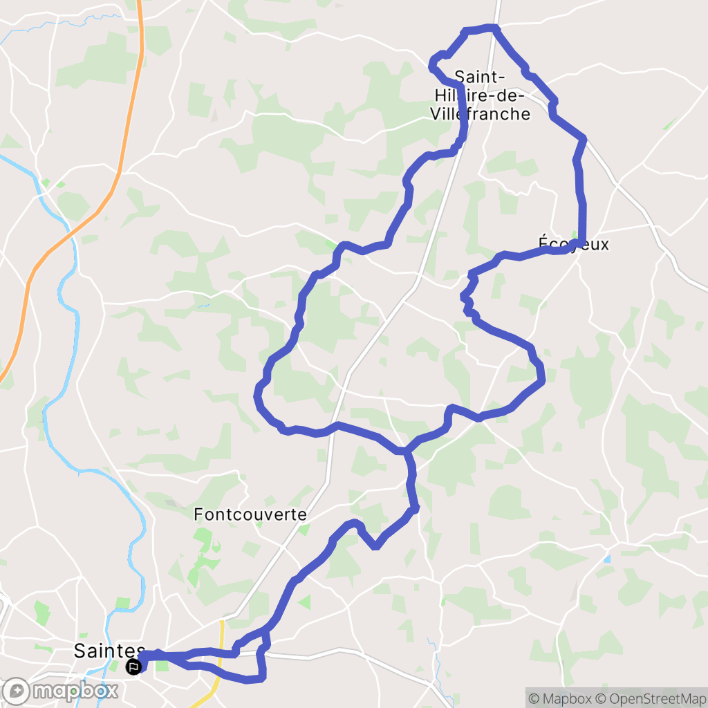 Saintes : carte du parcours de randonnée - France