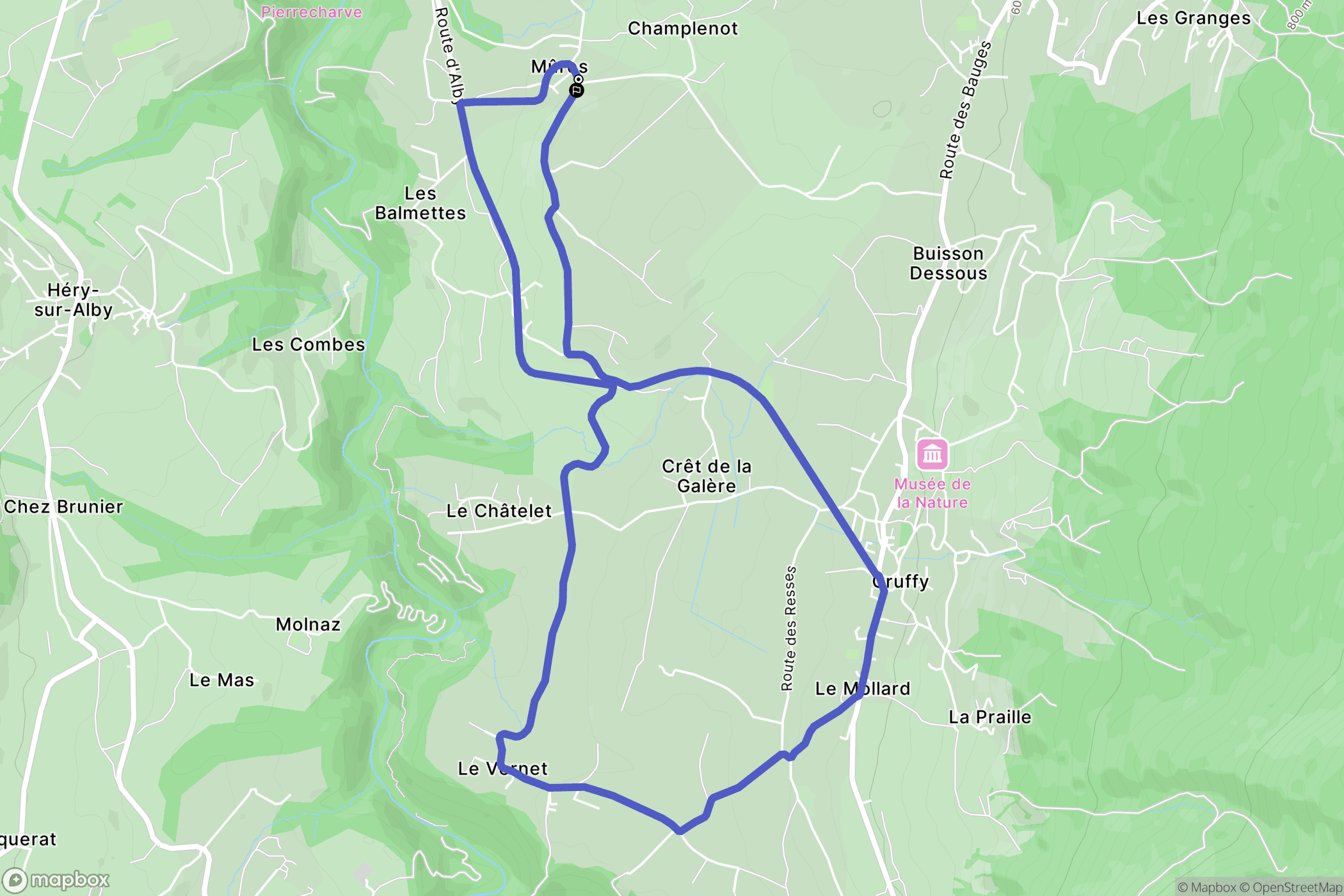 Mures : carte du parcours de randonnée - France