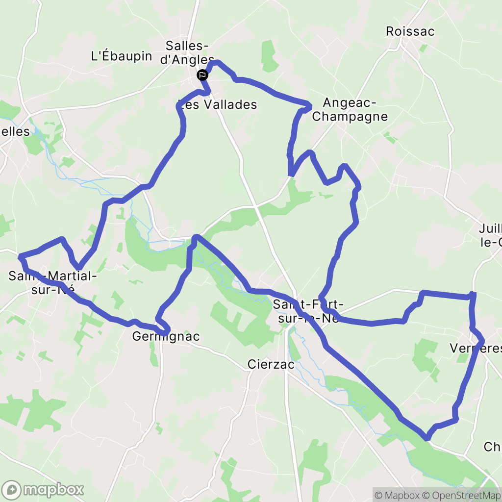 Salles-d'Angles : carte du parcours de randonnée - France