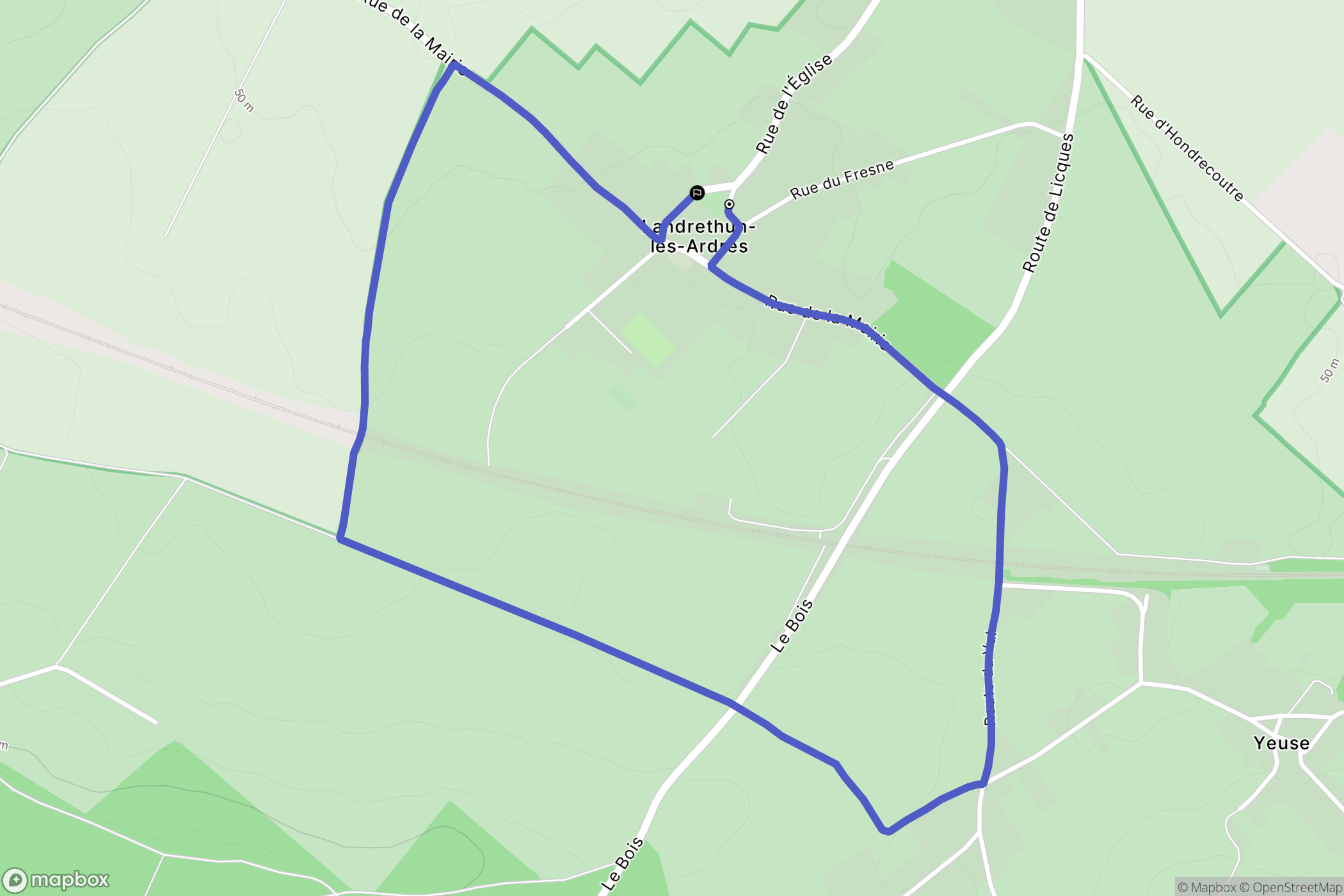 Landrethun-lès-Ardres : carte du parcours de randonnée - France