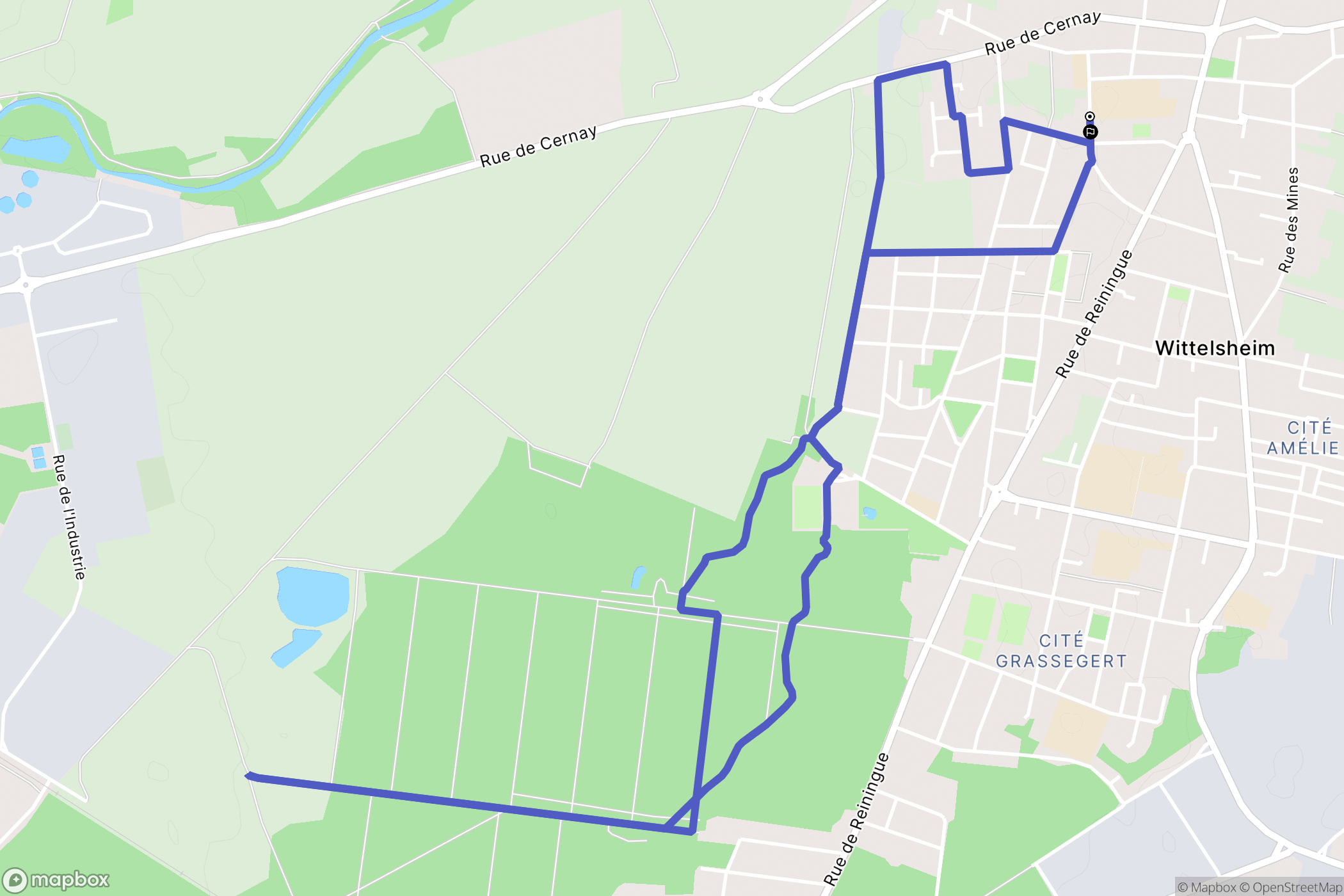 Wittelsheim : carte du parcours de randonnée - France