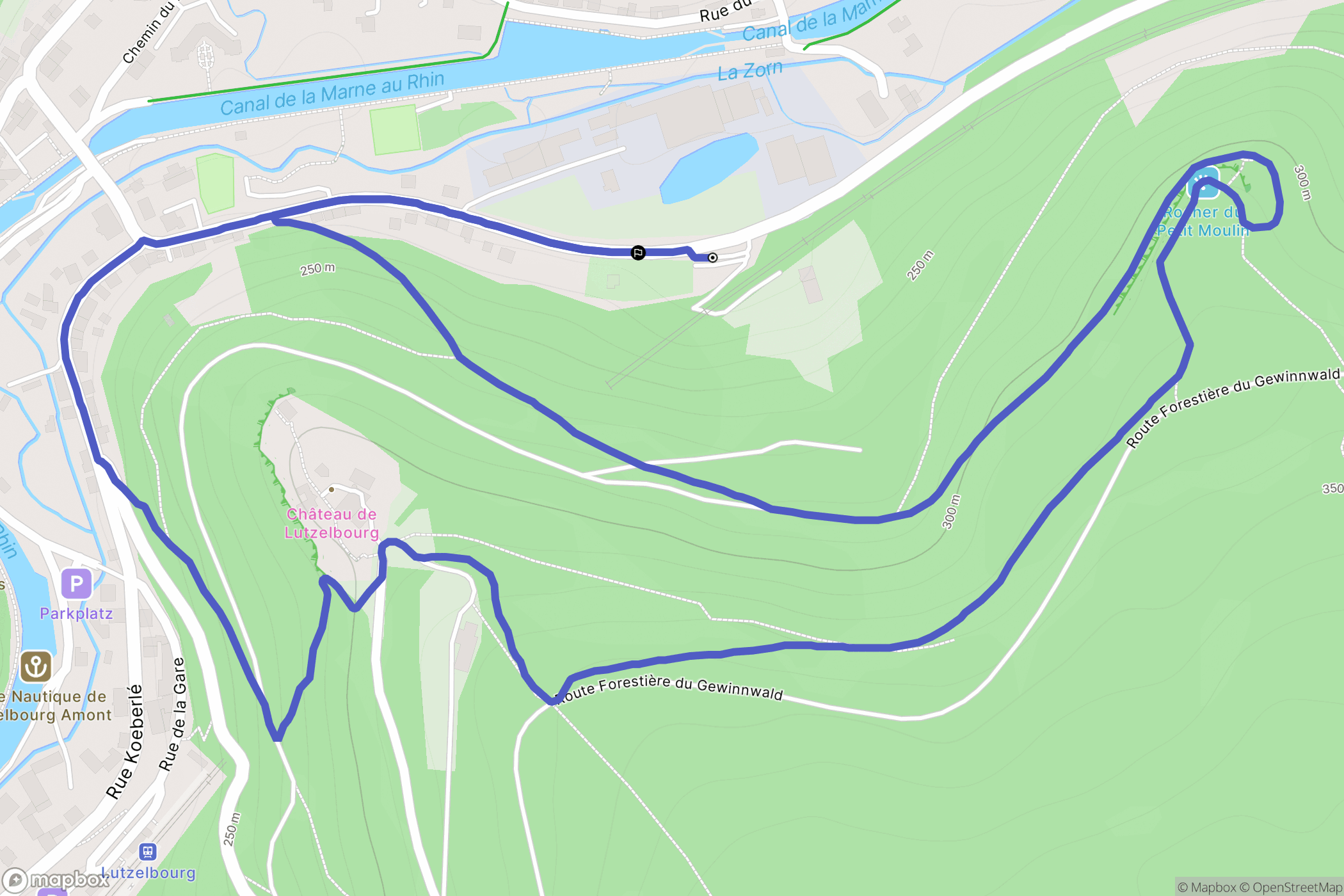 Lutzelbourg : carte du parcours de randonnée - France