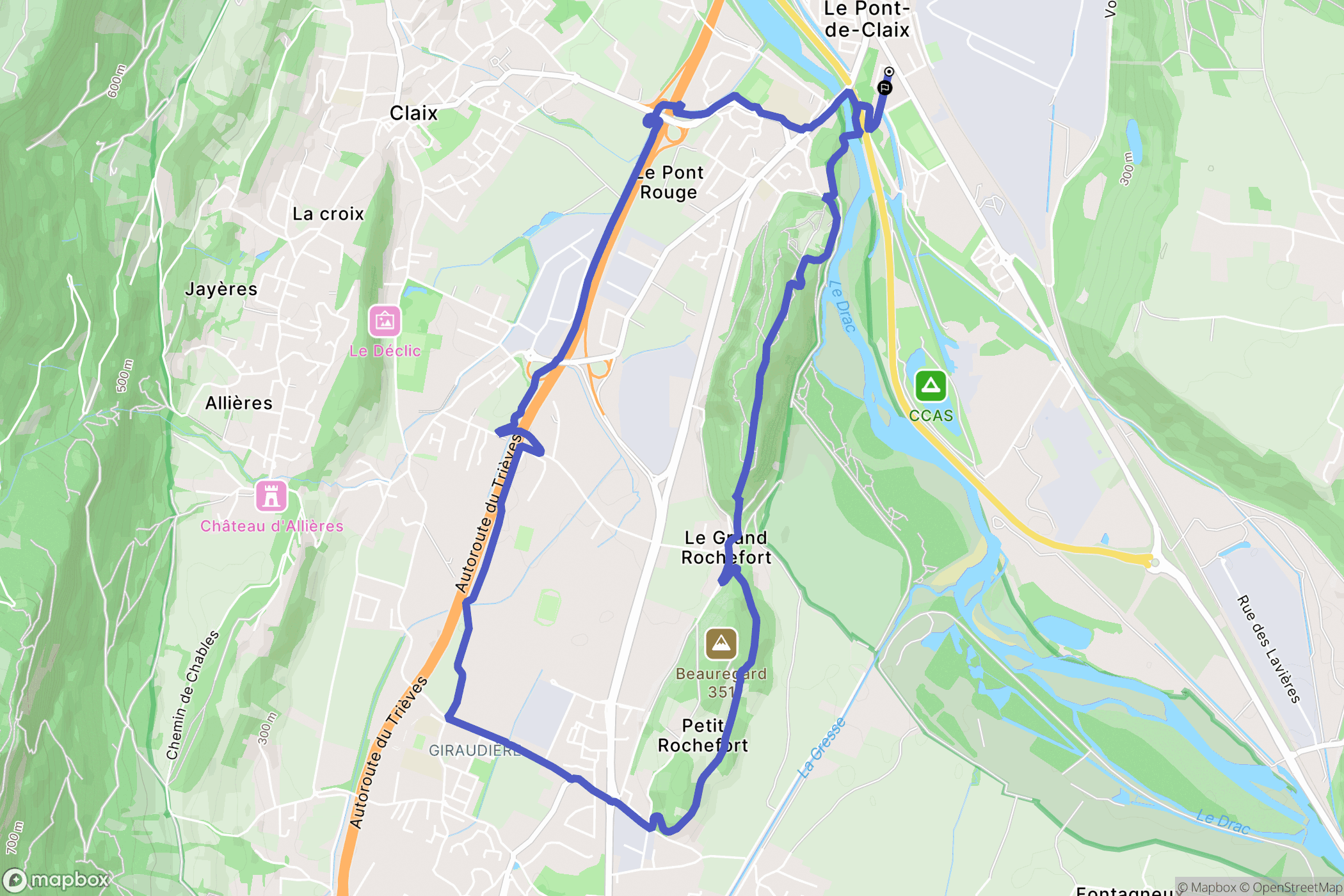 Le Pont-de-Claix : carte du parcours de randonnée - France