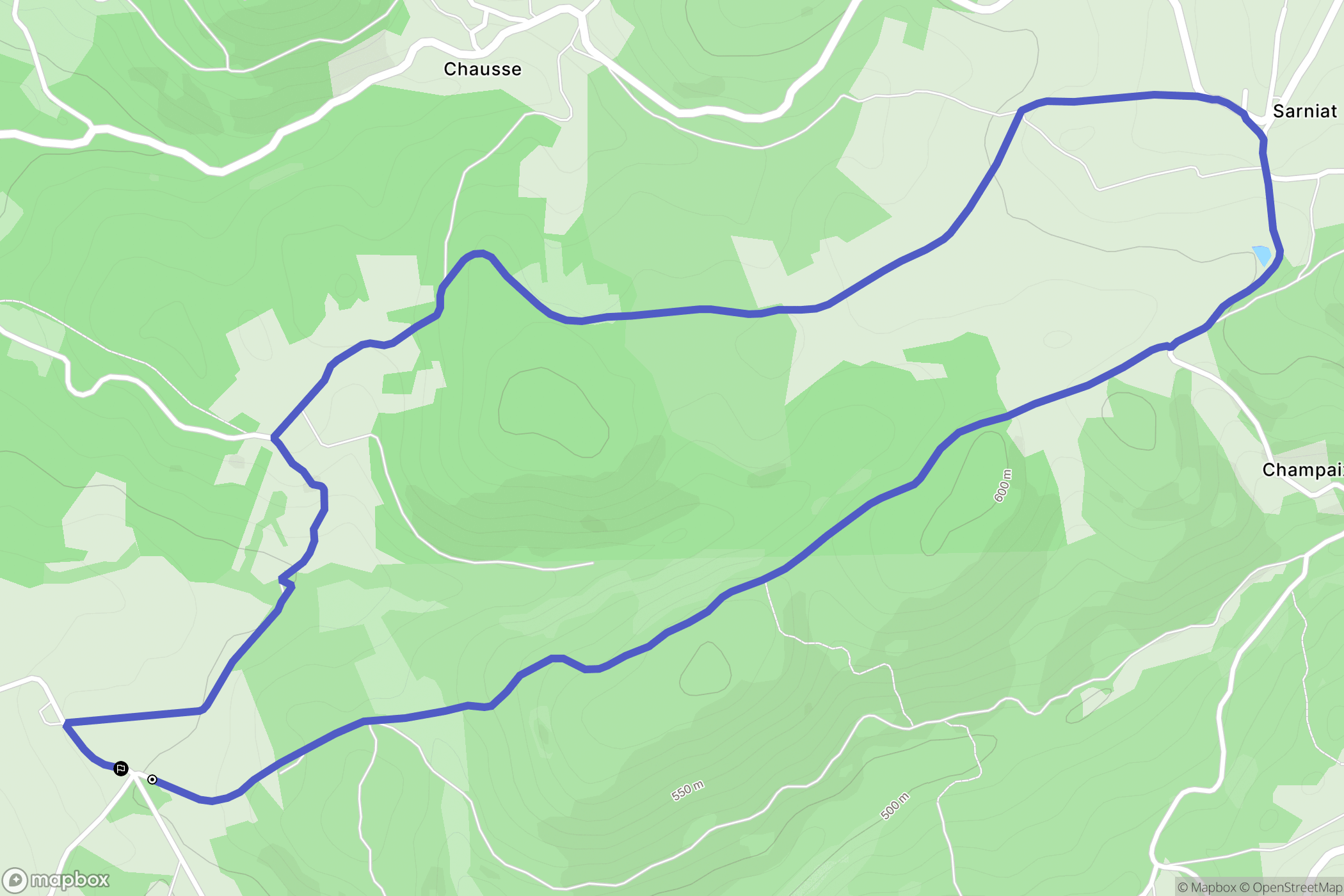 Azérat : carte du parcours de randonnée - France
