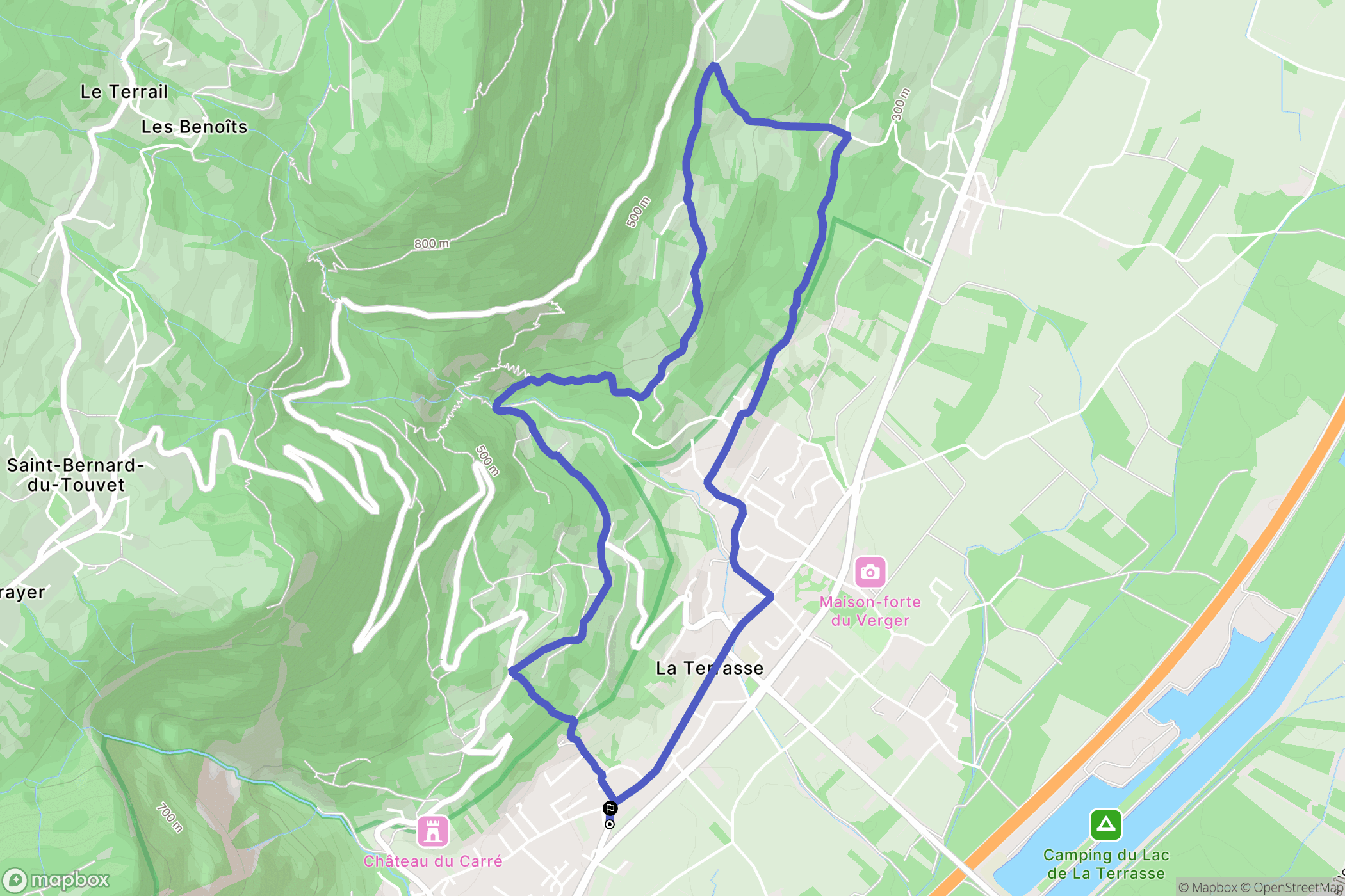 La Terrasse : carte du parcours de randonnée - France