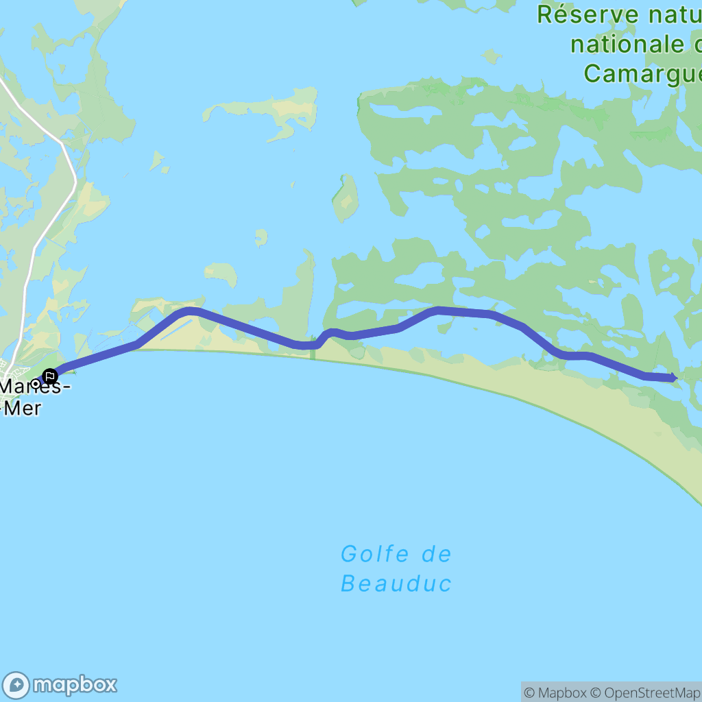 Saintes-Maries-de-la-Mer : carte du parcours de randonnée - France