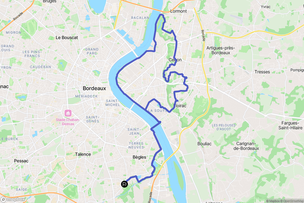 Bègles : carte du parcours de randonnée - France