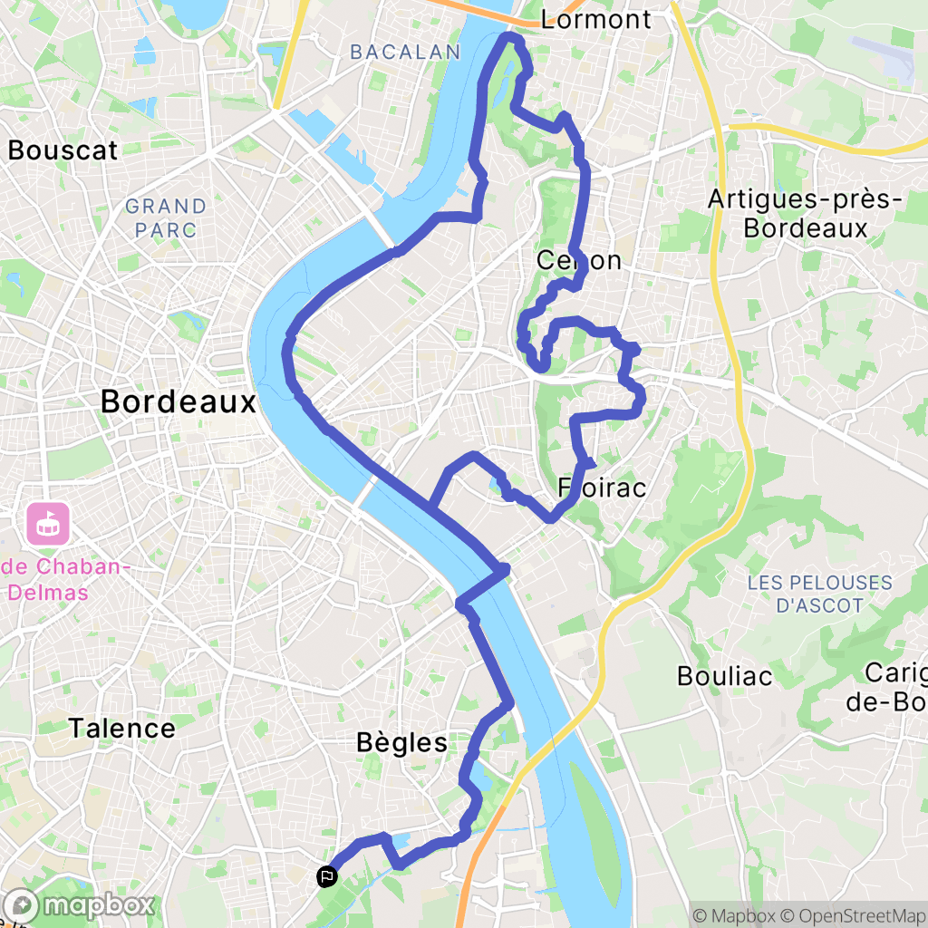 Bègles : carte du parcours de randonnée - France