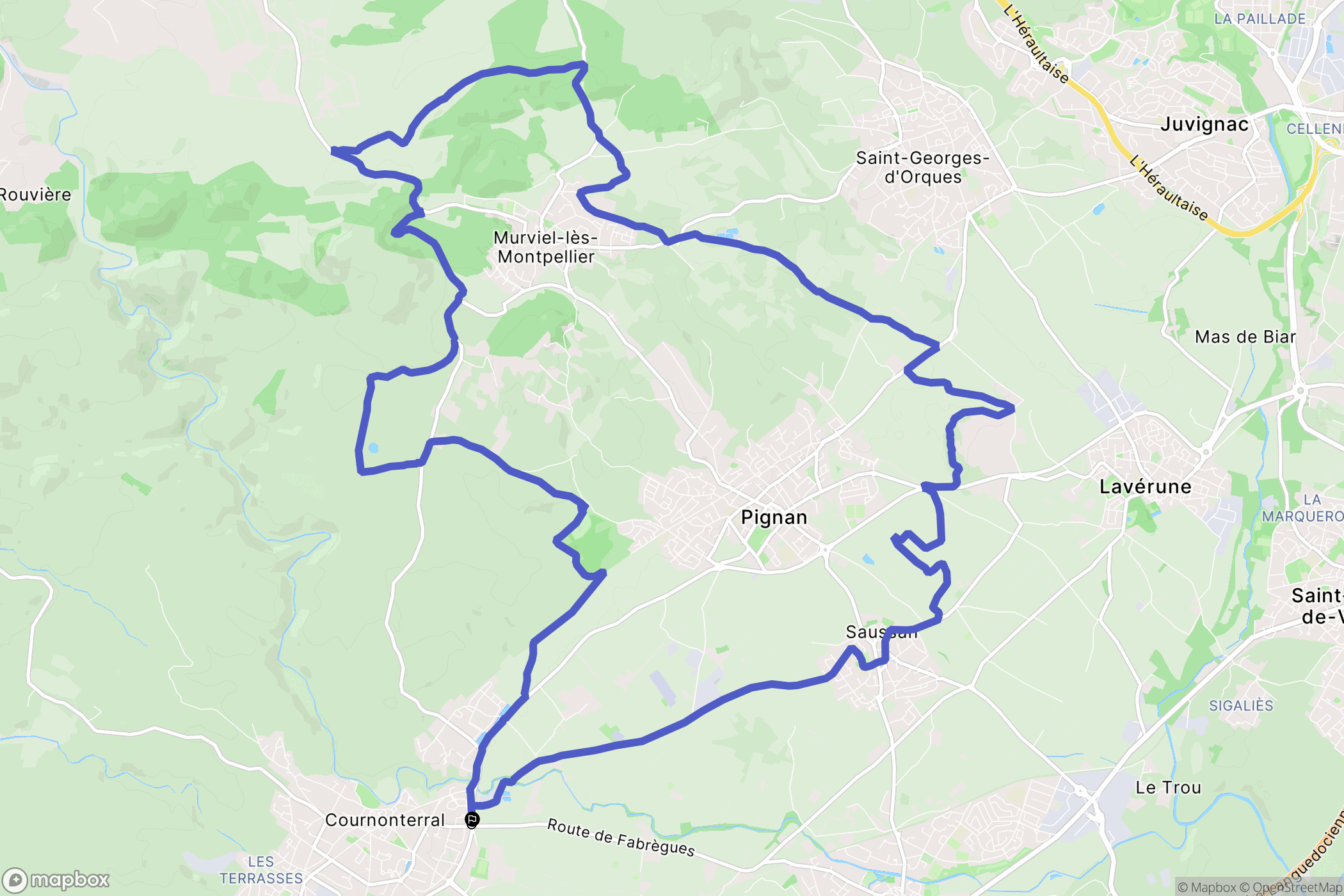 Cournonterral : carte du parcours de randonnée - France