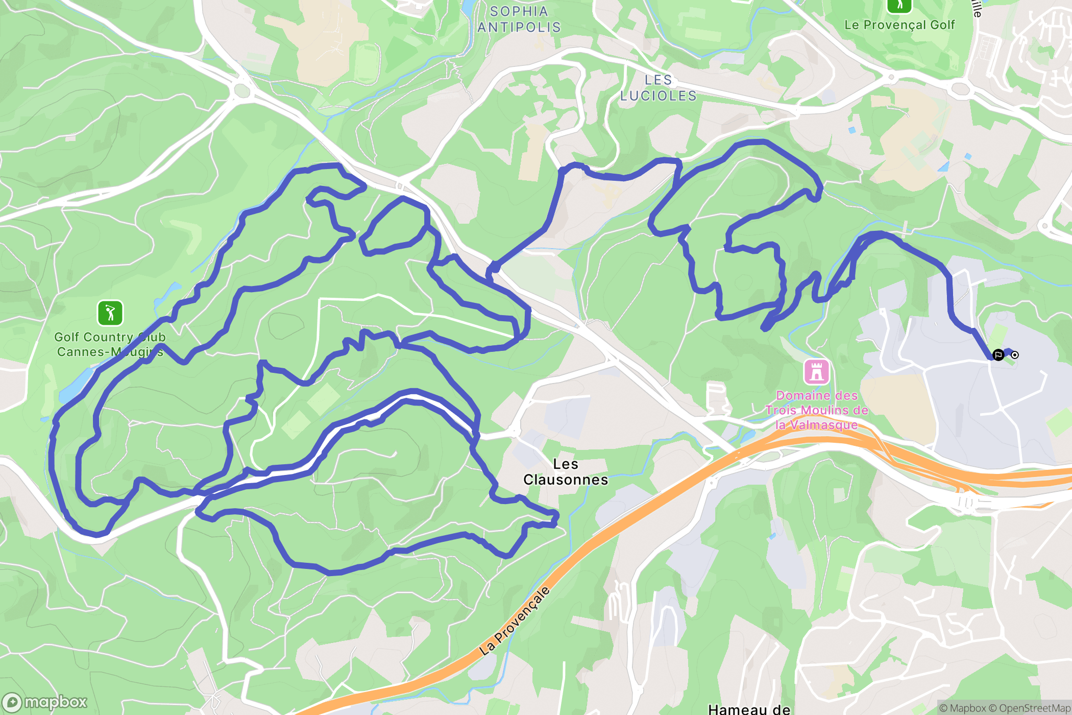 Antibes : carte du parcours de randonnée - France