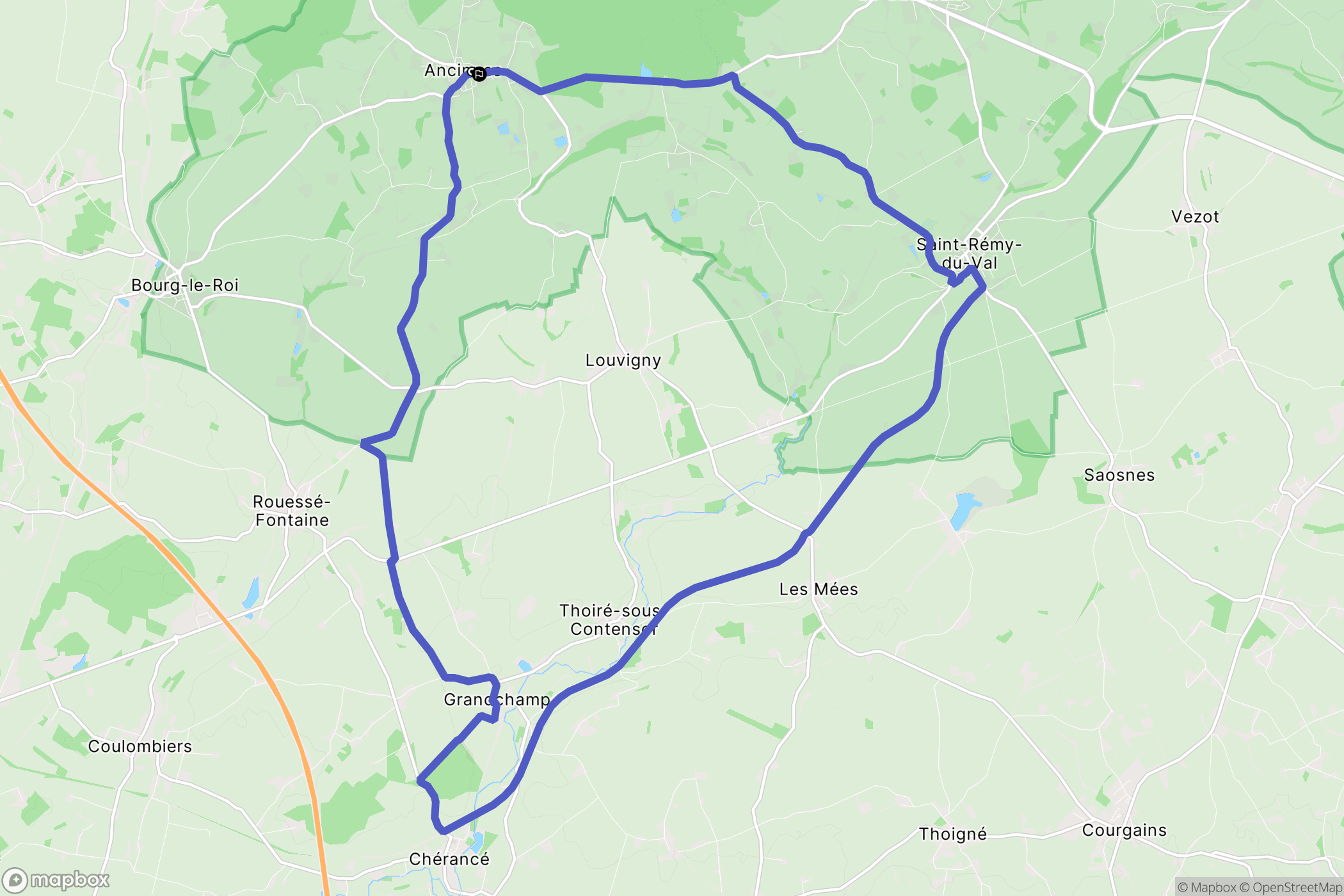 Ancinnes : carte du parcours de randonnée - France