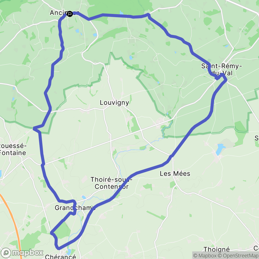 Ancinnes : carte du parcours de randonnée - France