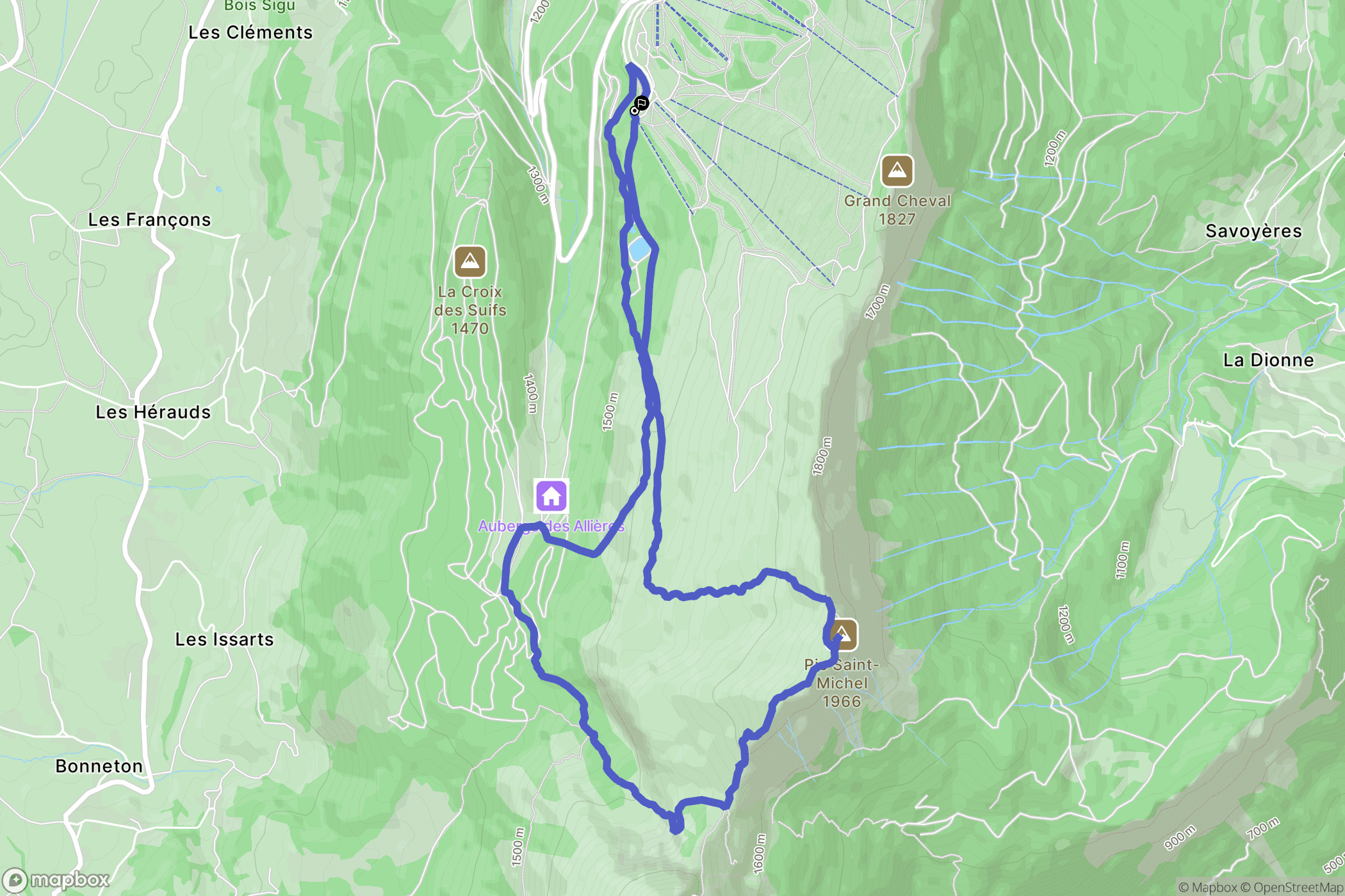 Lans-en-Vercors : carte du parcours de randonnée - France