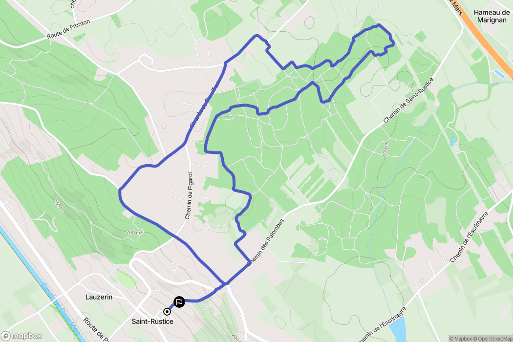 Saint-Rustice : carte du parcours de randonnée - France
