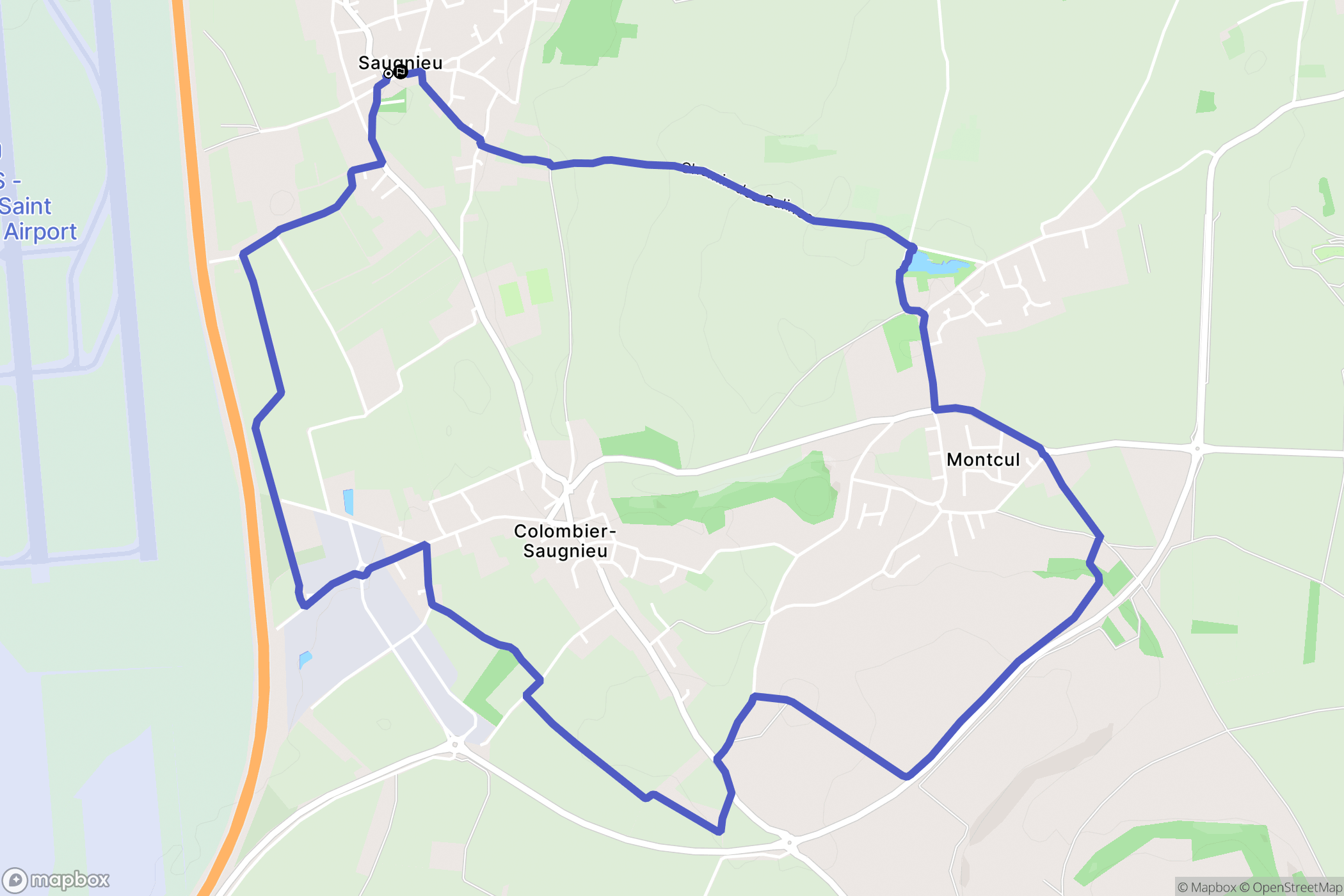 Colombier-Saugnieu : carte du parcours de randonnée - France