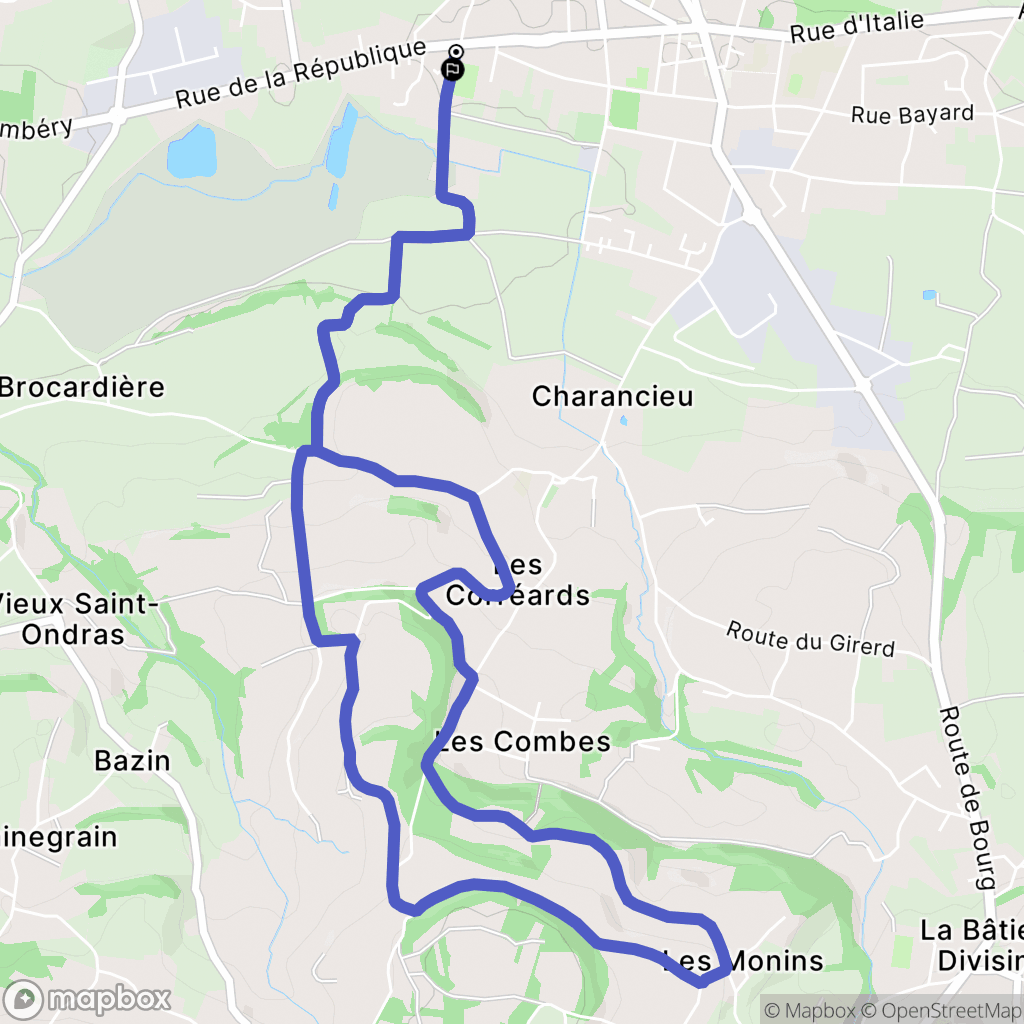 Les Abrets en Dauphiné : carte du parcours de randonnée - France