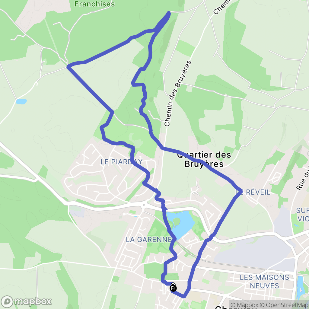 Charvieu-Chavagneux : carte du parcours de randonnée - France
