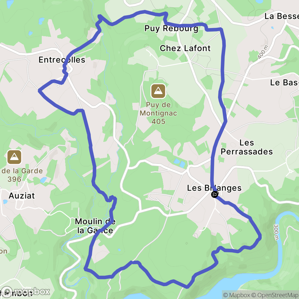 Les Billanges : carte du parcours de randonnée - France