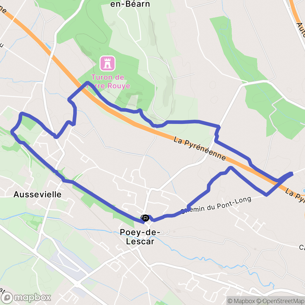 Poey-de-Lescar : carte du parcours de randonnée - France