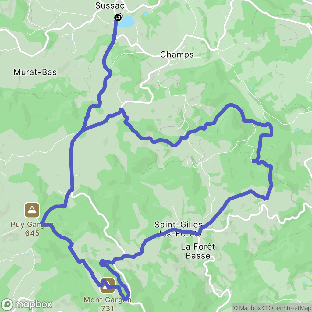 Sussac : carte du parcours de randonnée - France