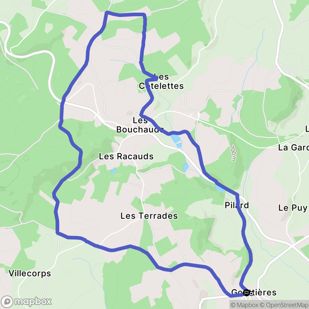 Gouttières : carte du parcours de randonnée - France