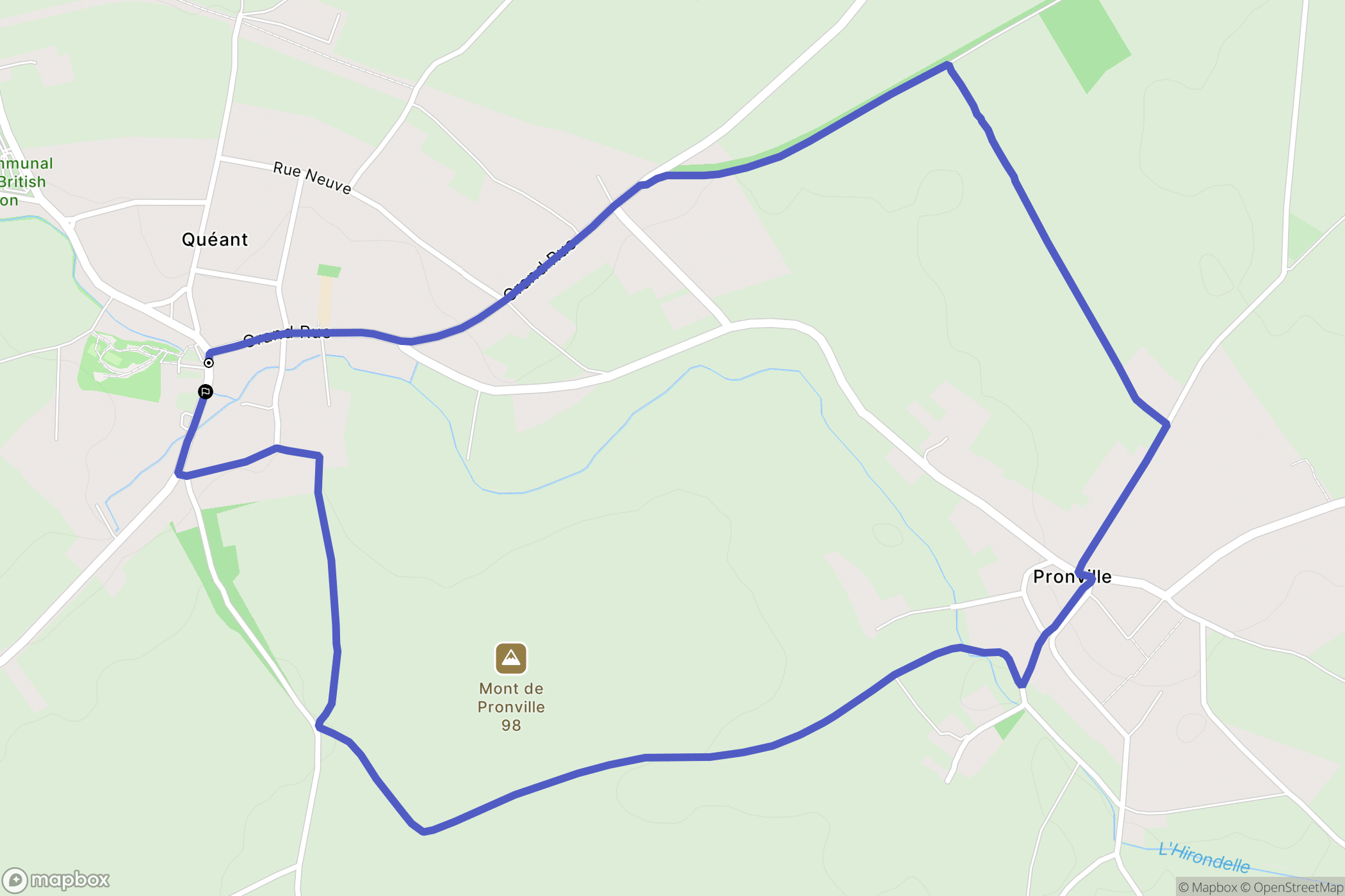 Quéant : carte du parcours de randonnée - France