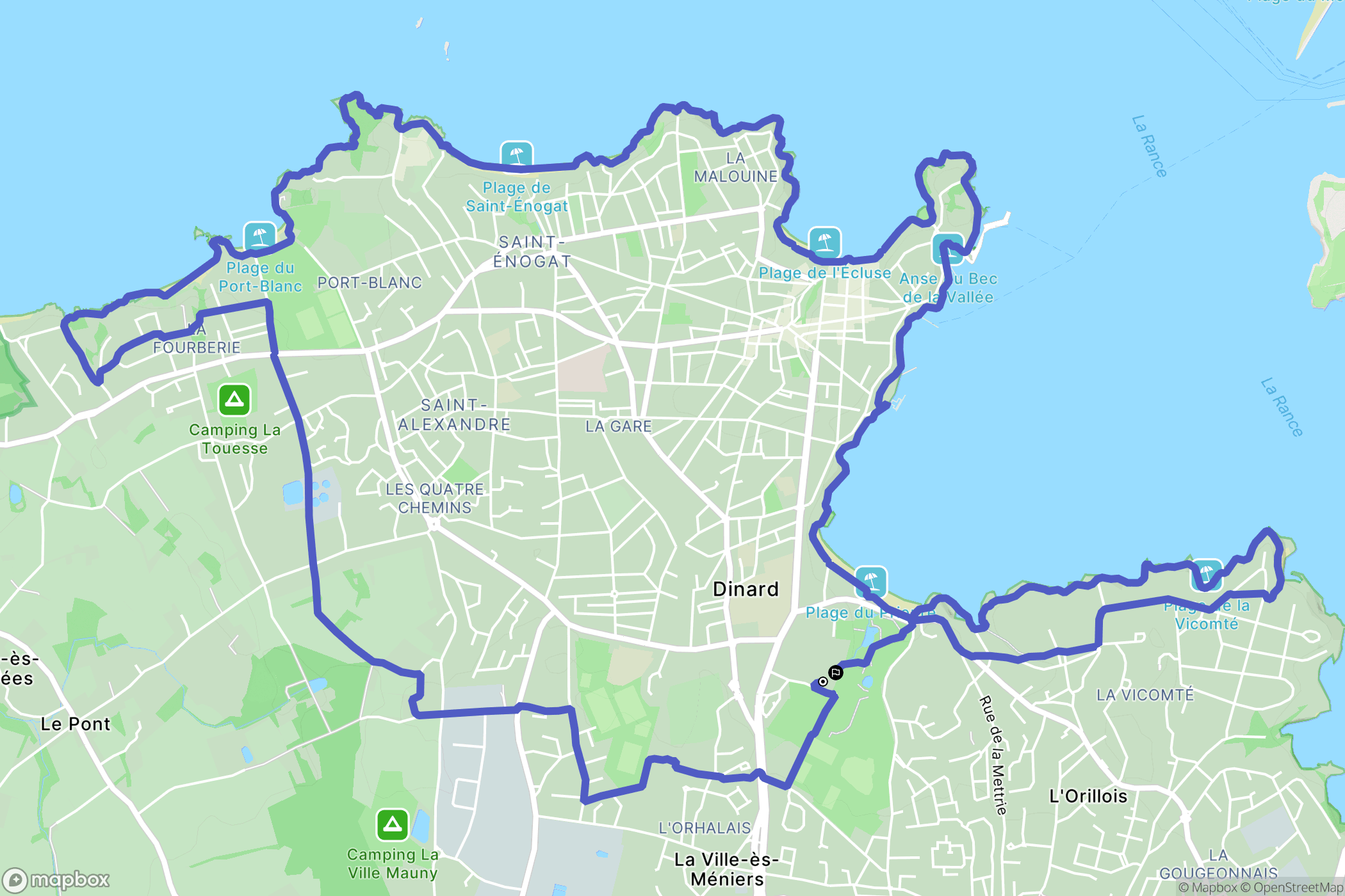 Dinard : carte du parcours de randonnée - France
