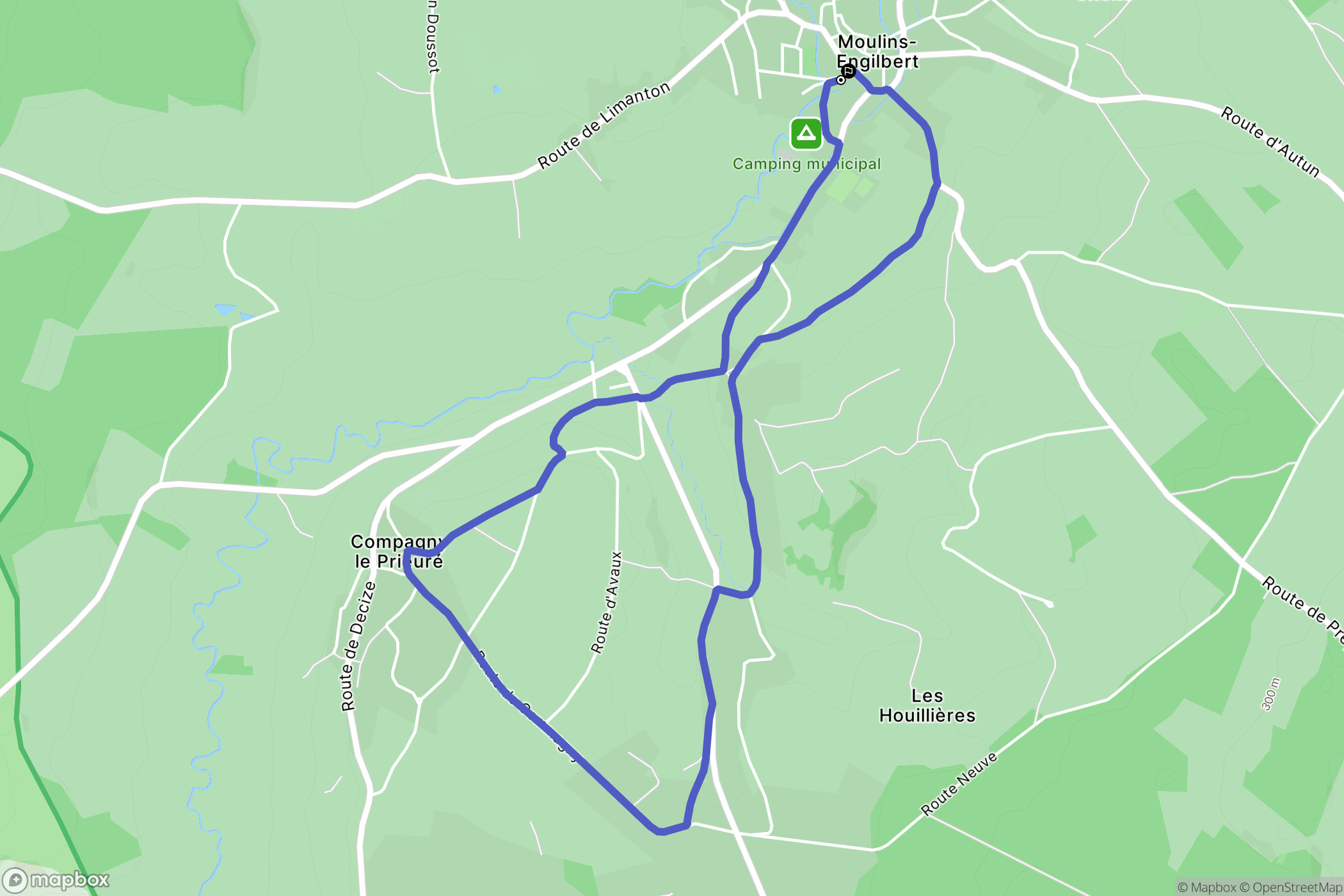 Moulins-Engilbert : carte du parcours de randonnée - France