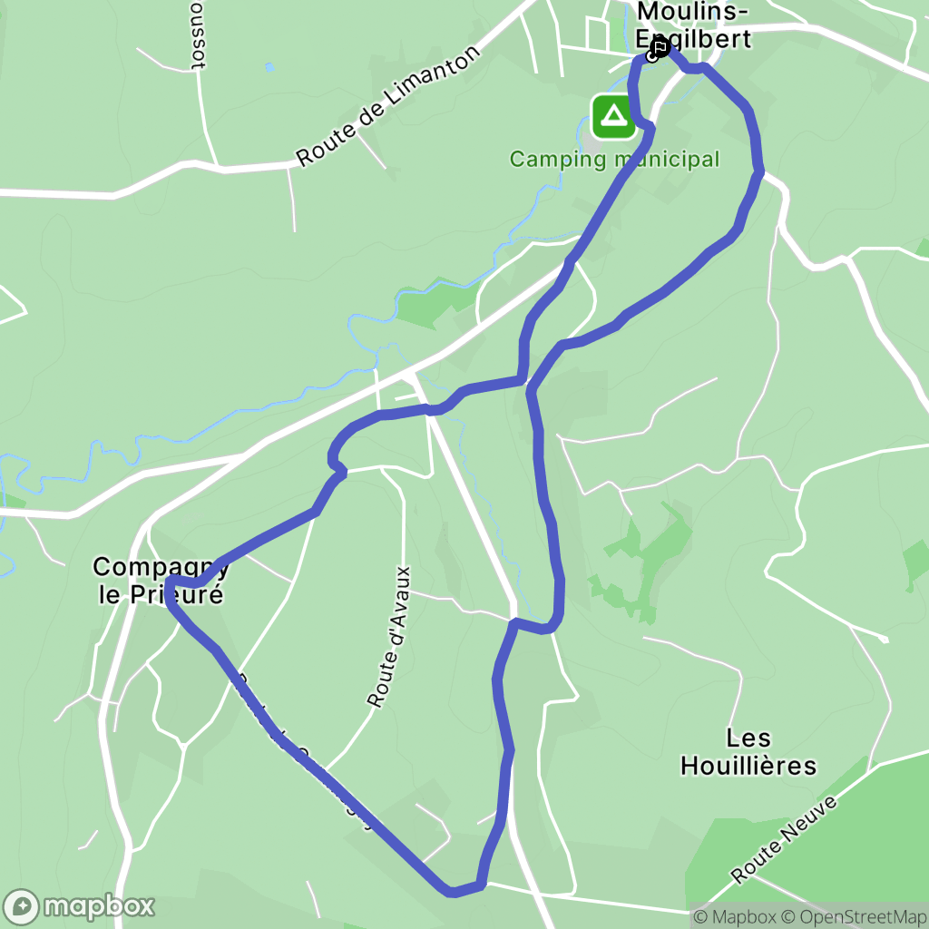 Moulins-Engilbert : carte du parcours de randonnée - France