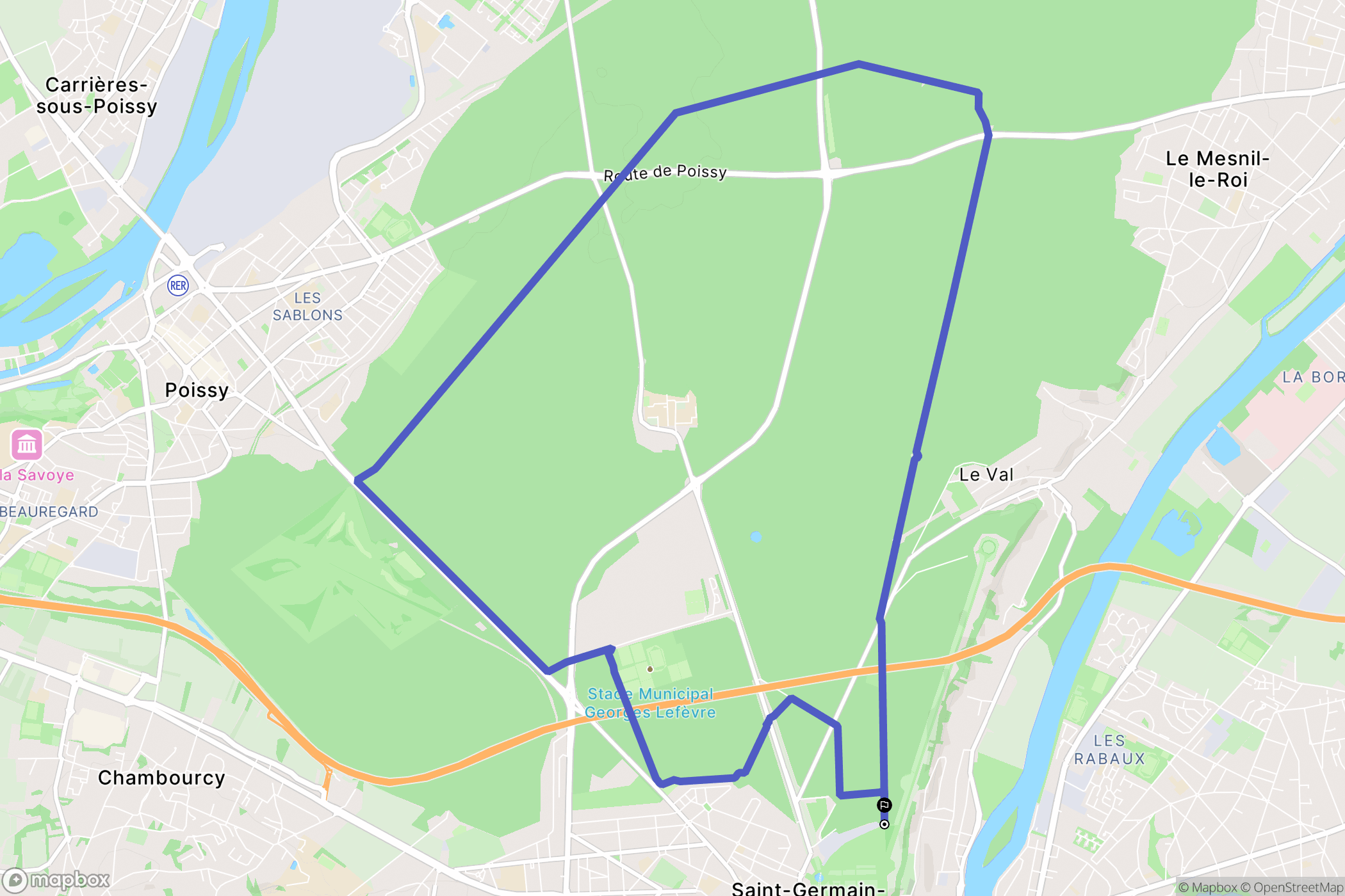 Saint-Germain-en-Laye : carte du parcours de randonnée - France