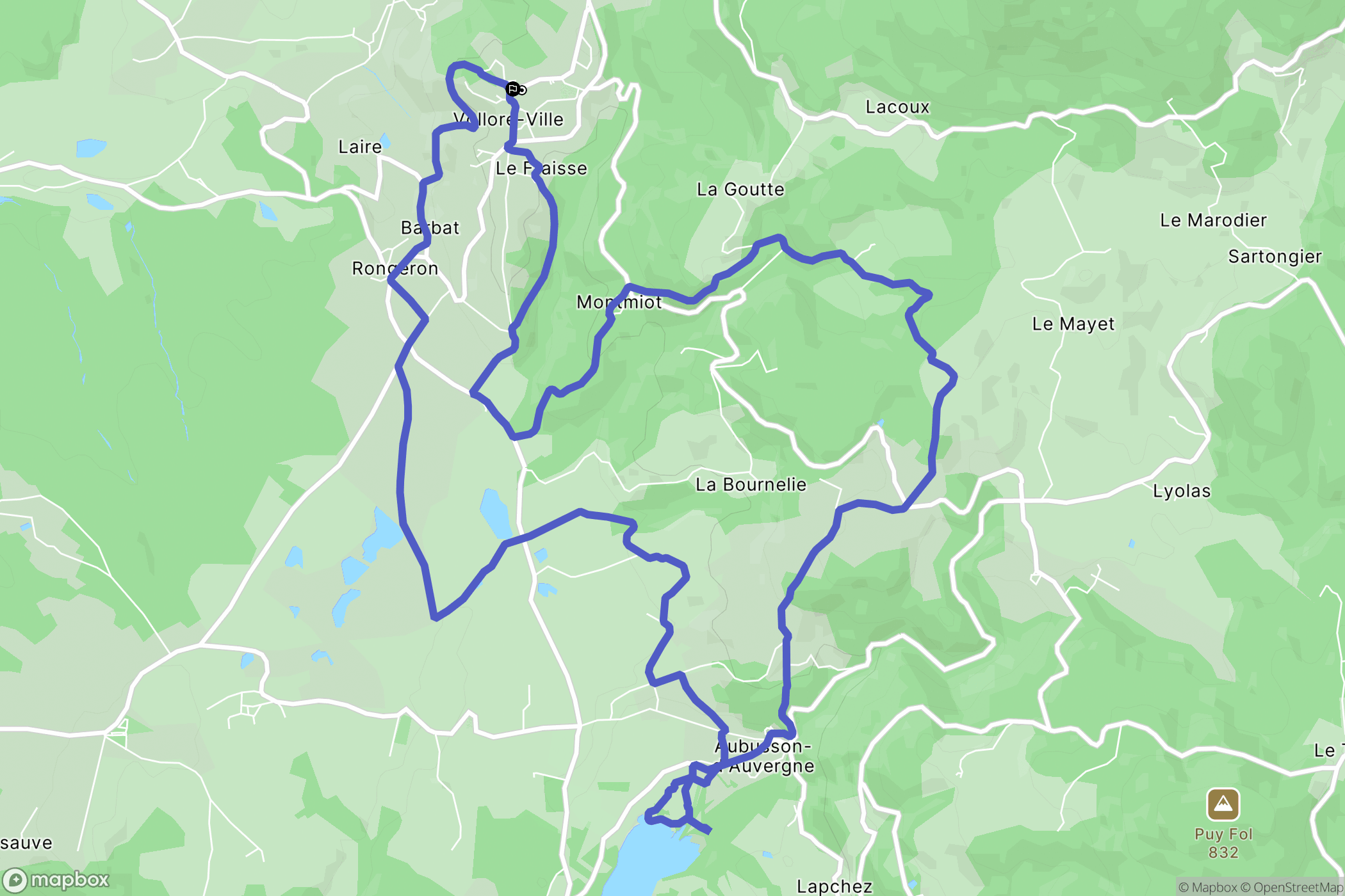 Vollore-Ville : carte du parcours de randonnée - France