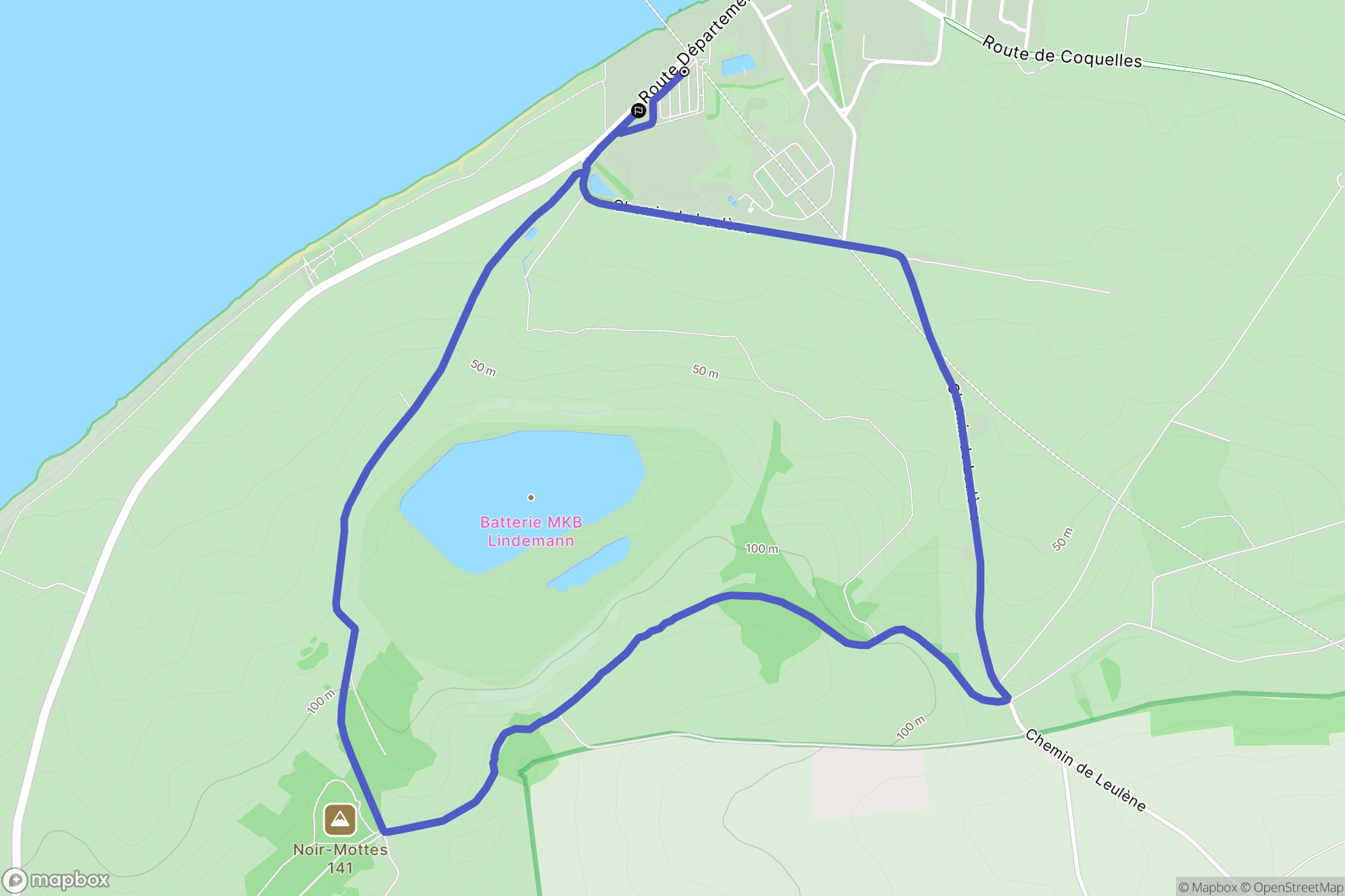 Sangatte : carte du parcours de randonnée - France