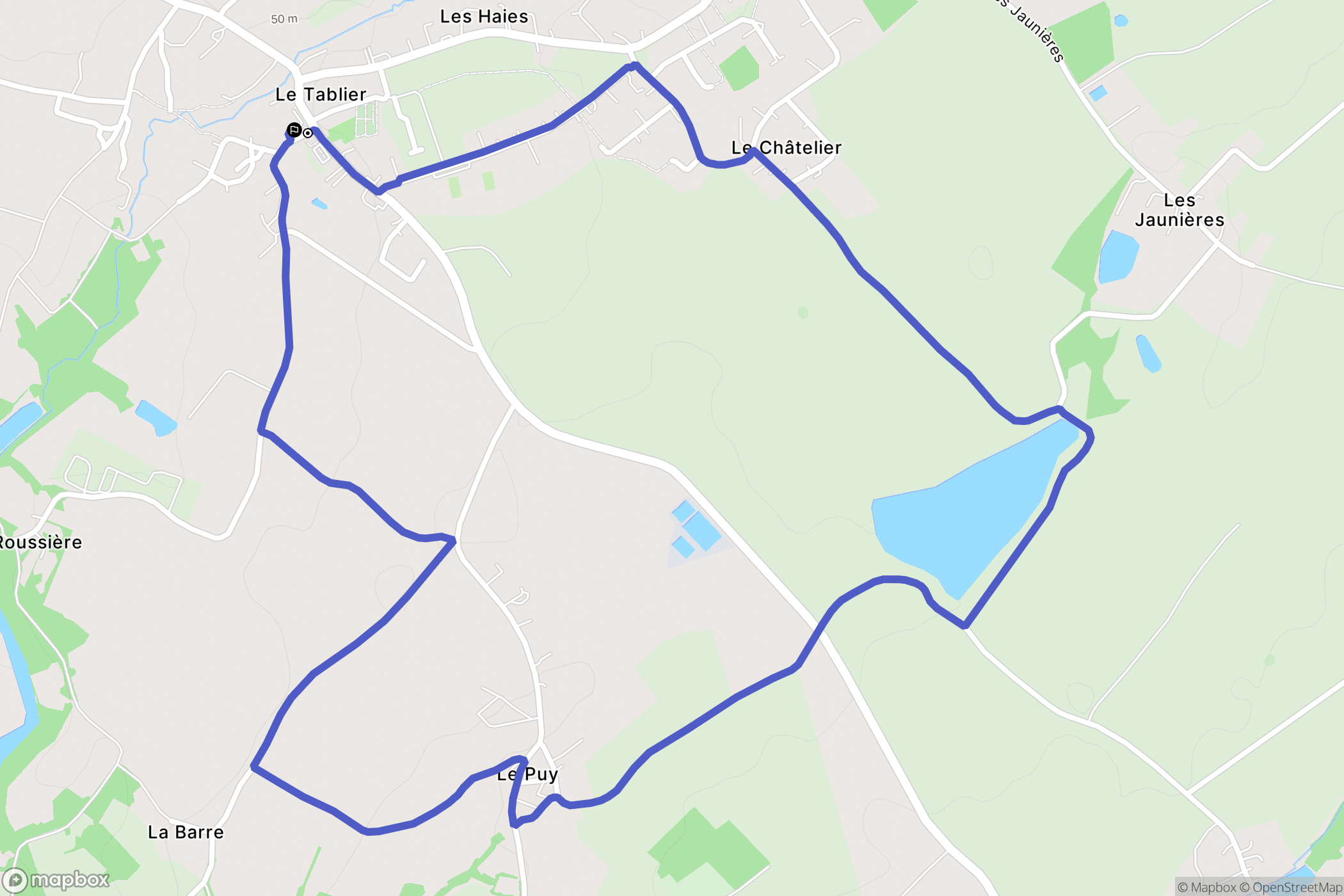 Le Tablier : carte du parcours de randonnée - France