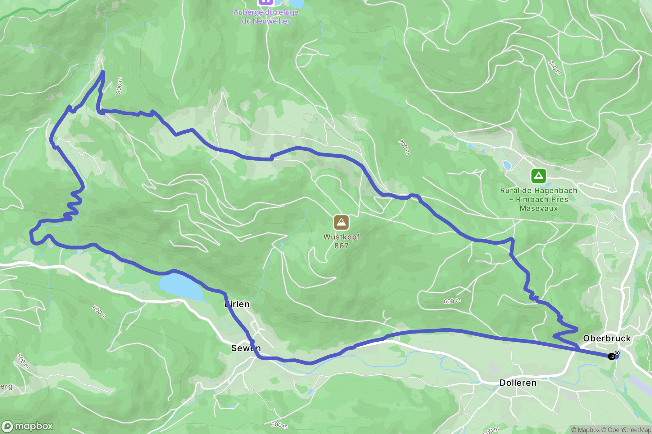 Oberbruck : carte du parcours de randonnée - France