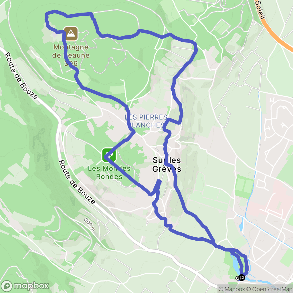 Beaune : carte du parcours de randonnée - France