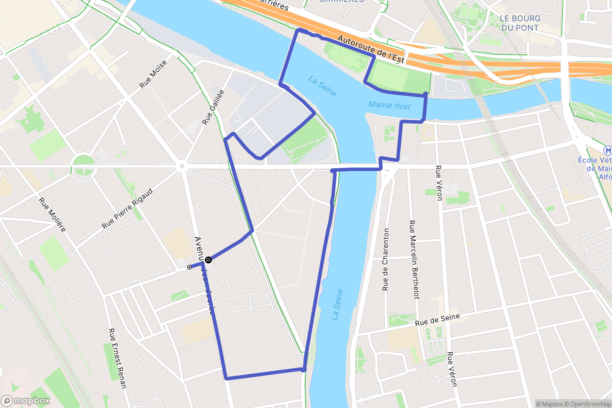 Ivry-sur-Seine : carte du parcours de randonnée - France