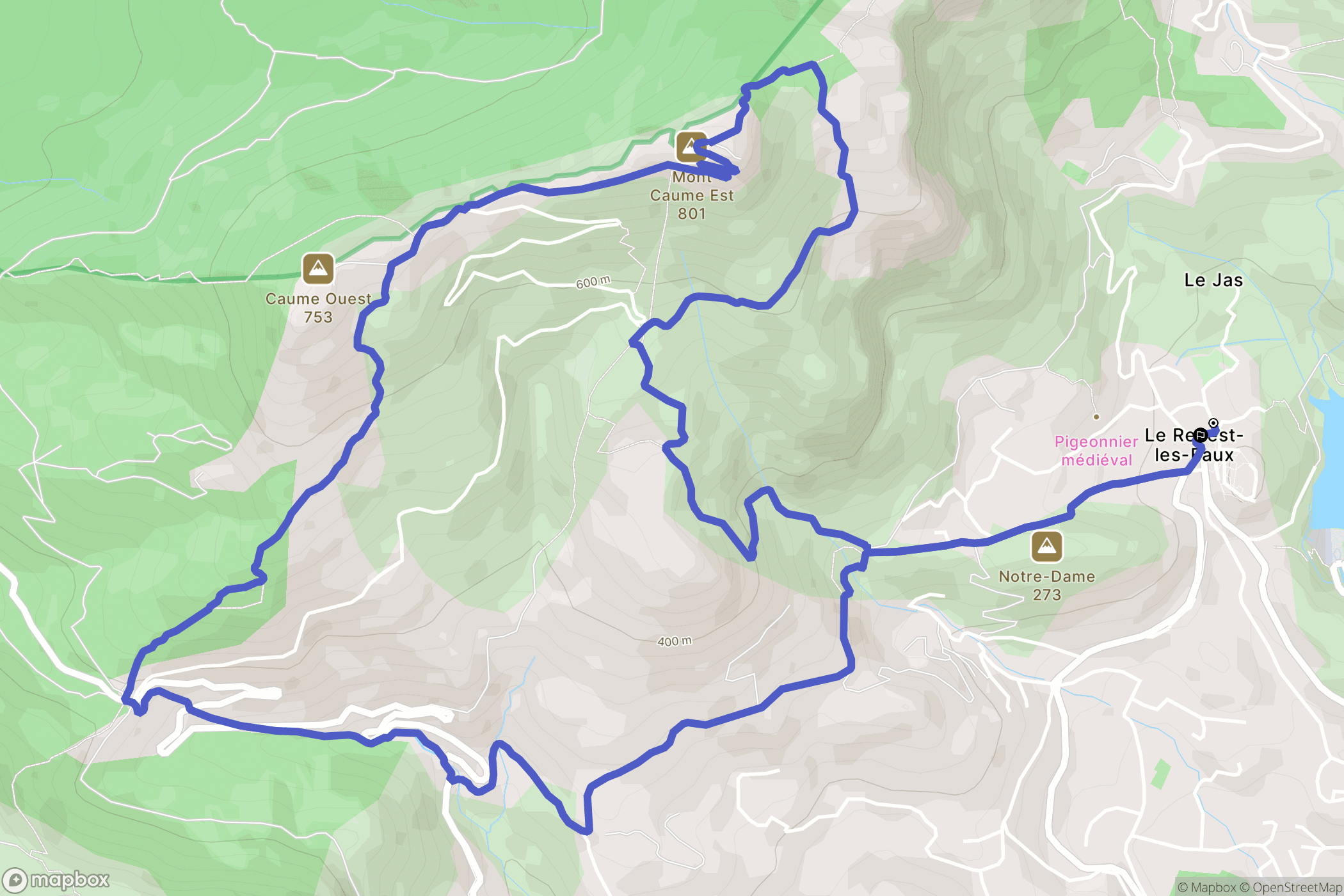 Le Revest-les-Eaux : carte du parcours de randonnée - France