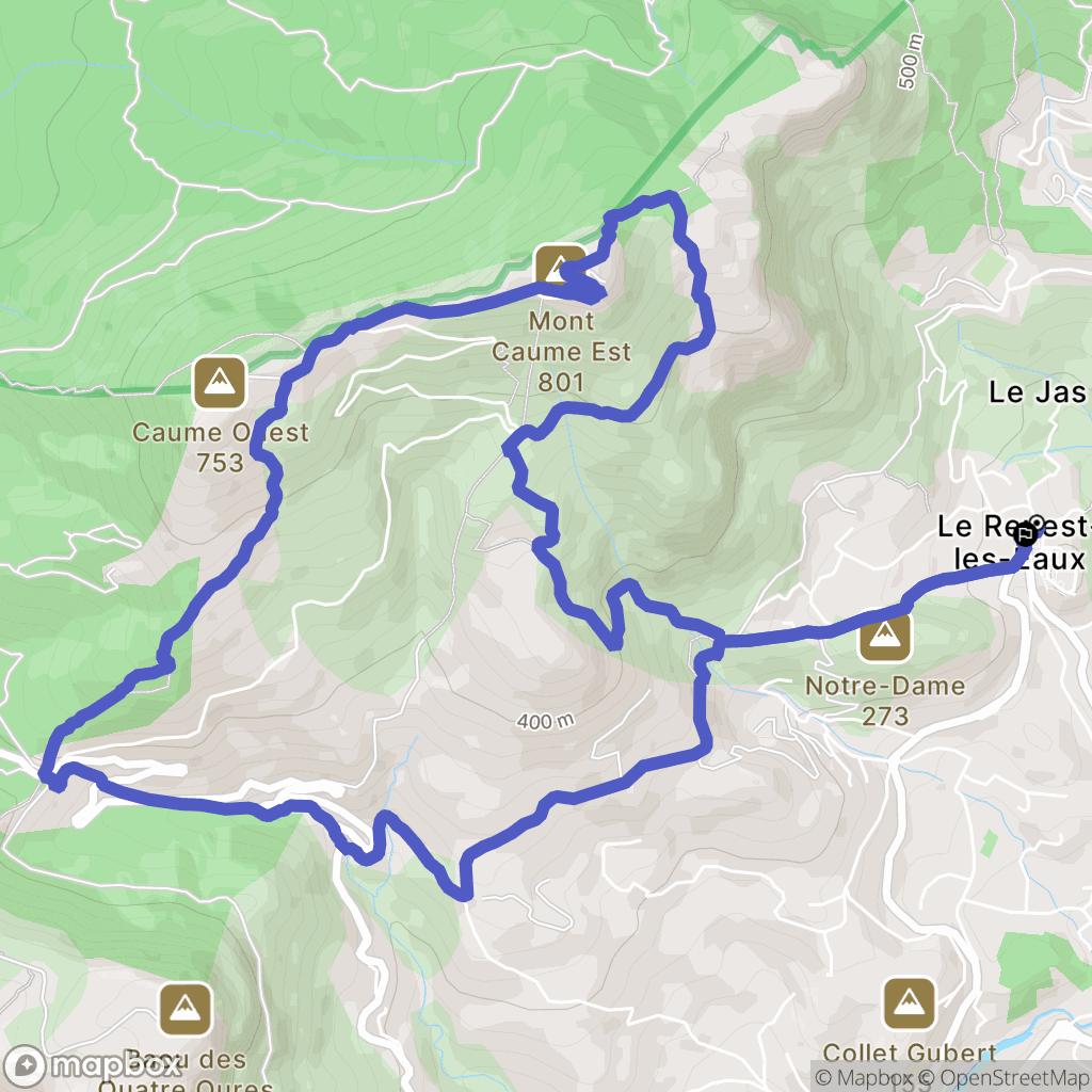 Le Revest-les-Eaux : carte du parcours de randonnée - France