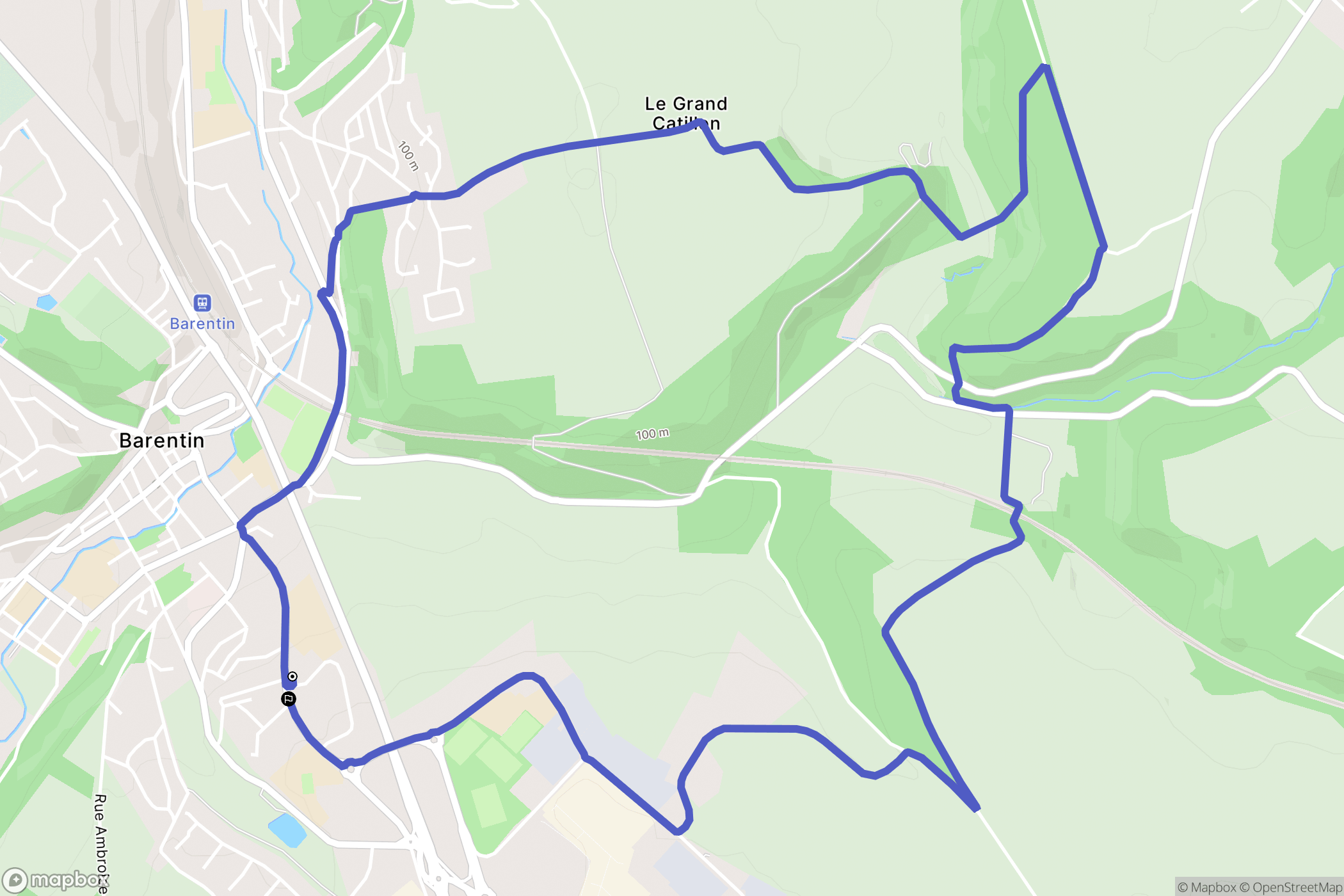 Barentin : carte du parcours de randonnée - France