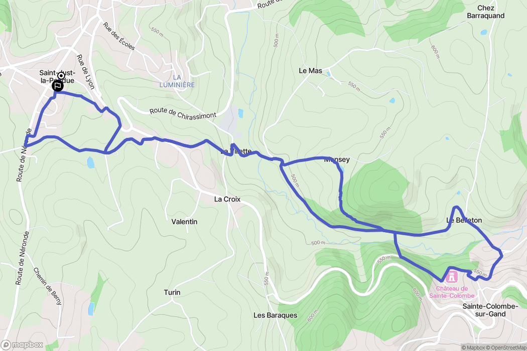 Saint-Just-la-Pendue : carte du parcours de randonnée - France