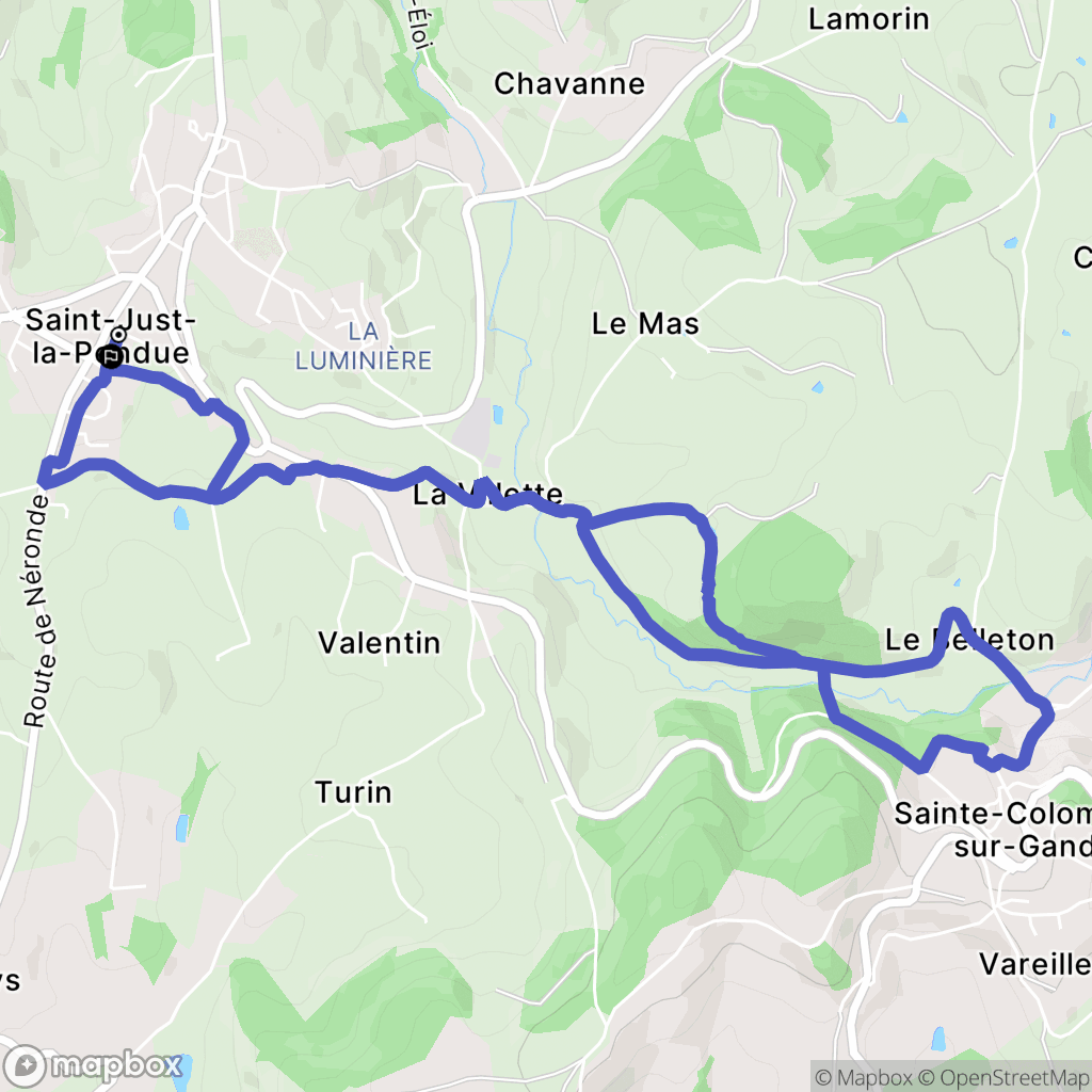 Saint-Just-la-Pendue : carte du parcours de randonnée - France