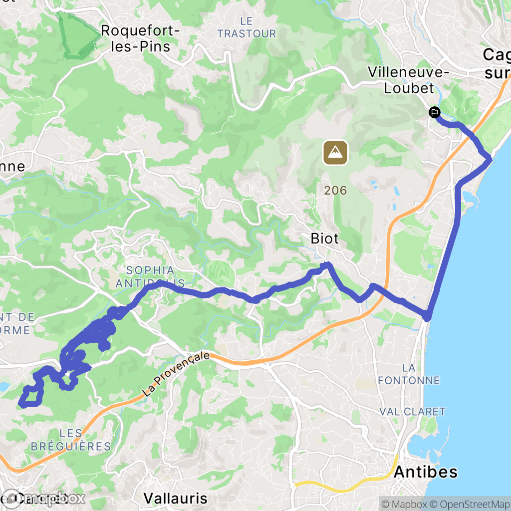 Villeneuve-Loubet : carte du parcours de randonnée - France